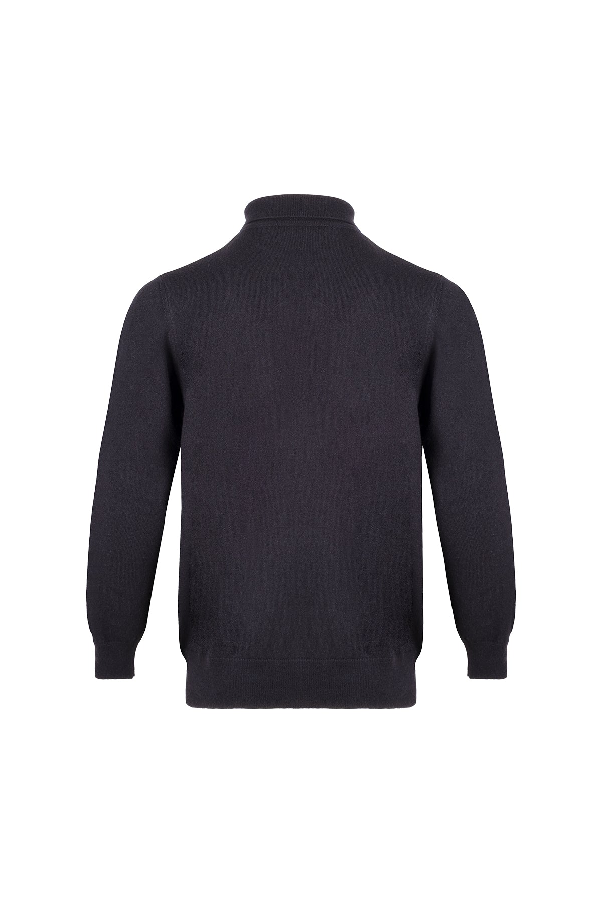 Siyah Saf Kaşmir Erkek Polo Kazak