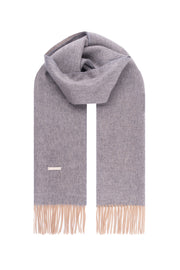 Camel Gri Patrick Saf Kaşmir Çift Renkli Atkı 30x164 cm