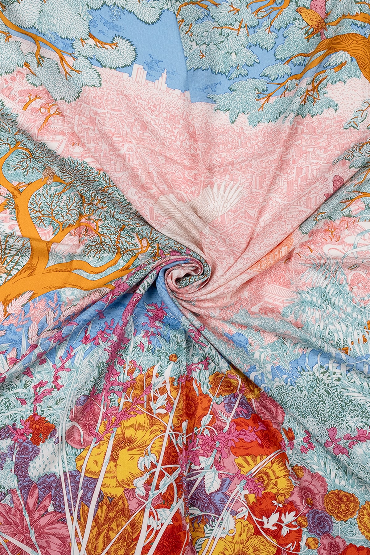 Fuşya Lila Linda Kaşmir Desenli Kare Eşarp 140x140 cm