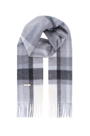 Açık Mavi Patrick Saf Kaşmir Kareli Atkı 30x164 cm