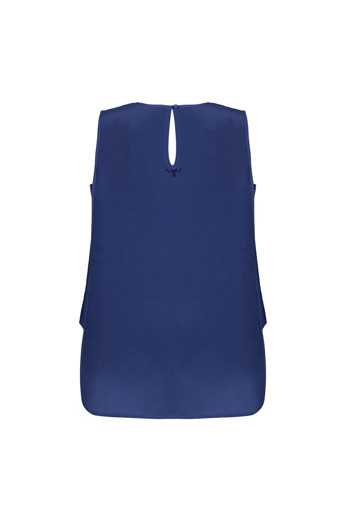 Lacivert Toscana İpek Yuvarlak Yaka Rahat Kesim Bluz