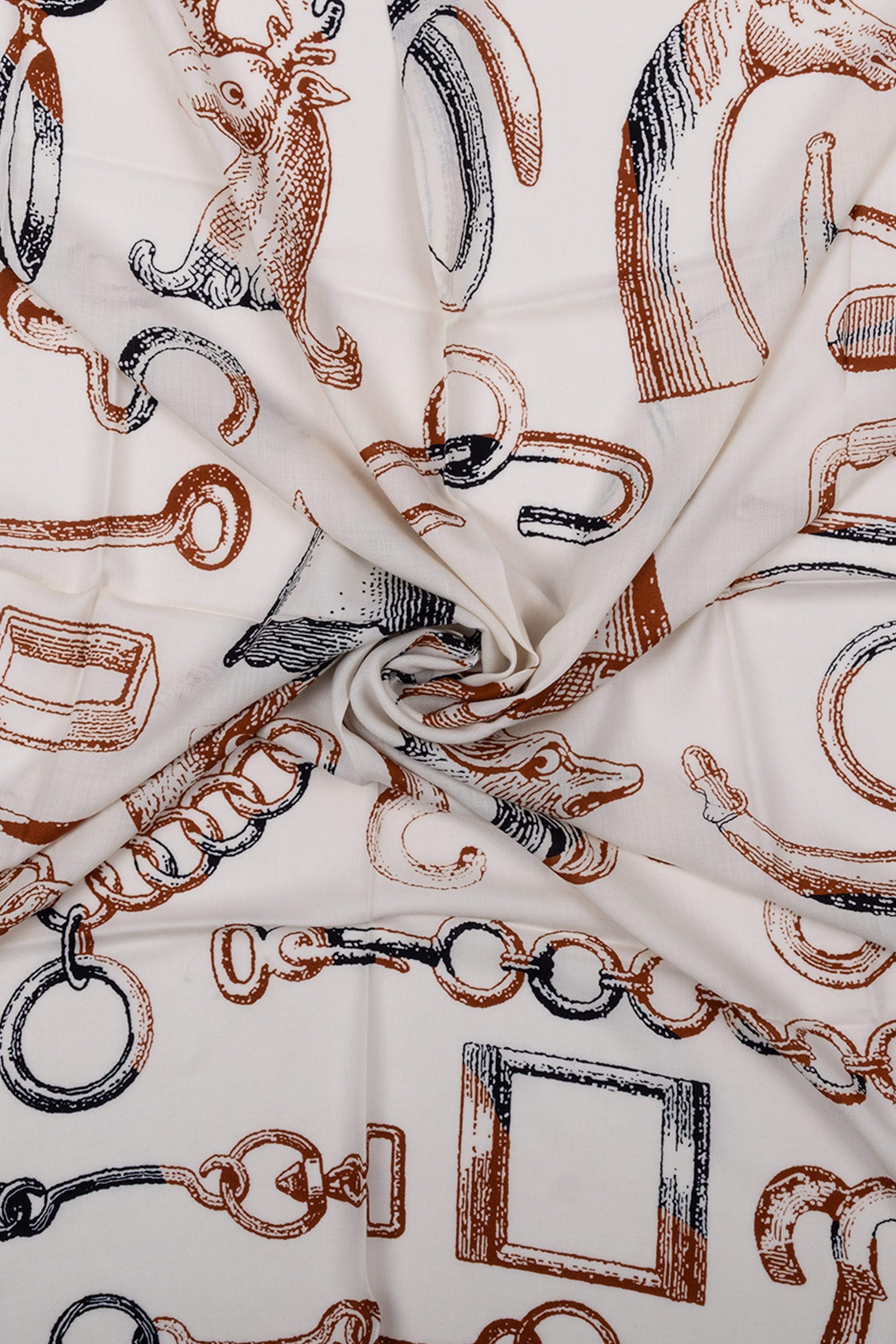 Kiremit Linda Kaşmir Desenli Kare Eşarp 140x140  cm