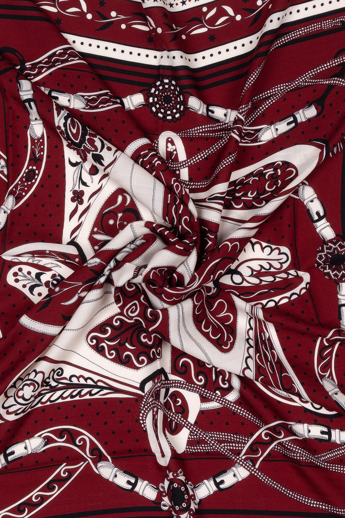 Kahverengi Linda Saf Kaşmir Baskılı Eşarp 140x140 cm