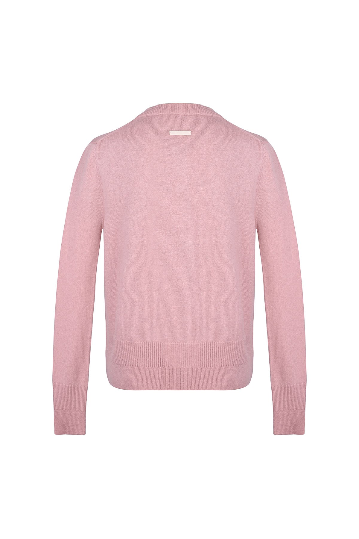 Pastel Pembe Lilly Saf Kaşmir Bisiklet Yaka Hırka