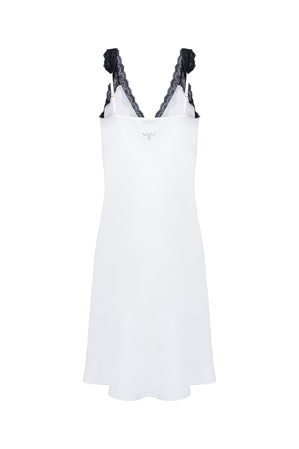 Beyaz Cindy Saf İpek Dantel Detaylı Gecelik