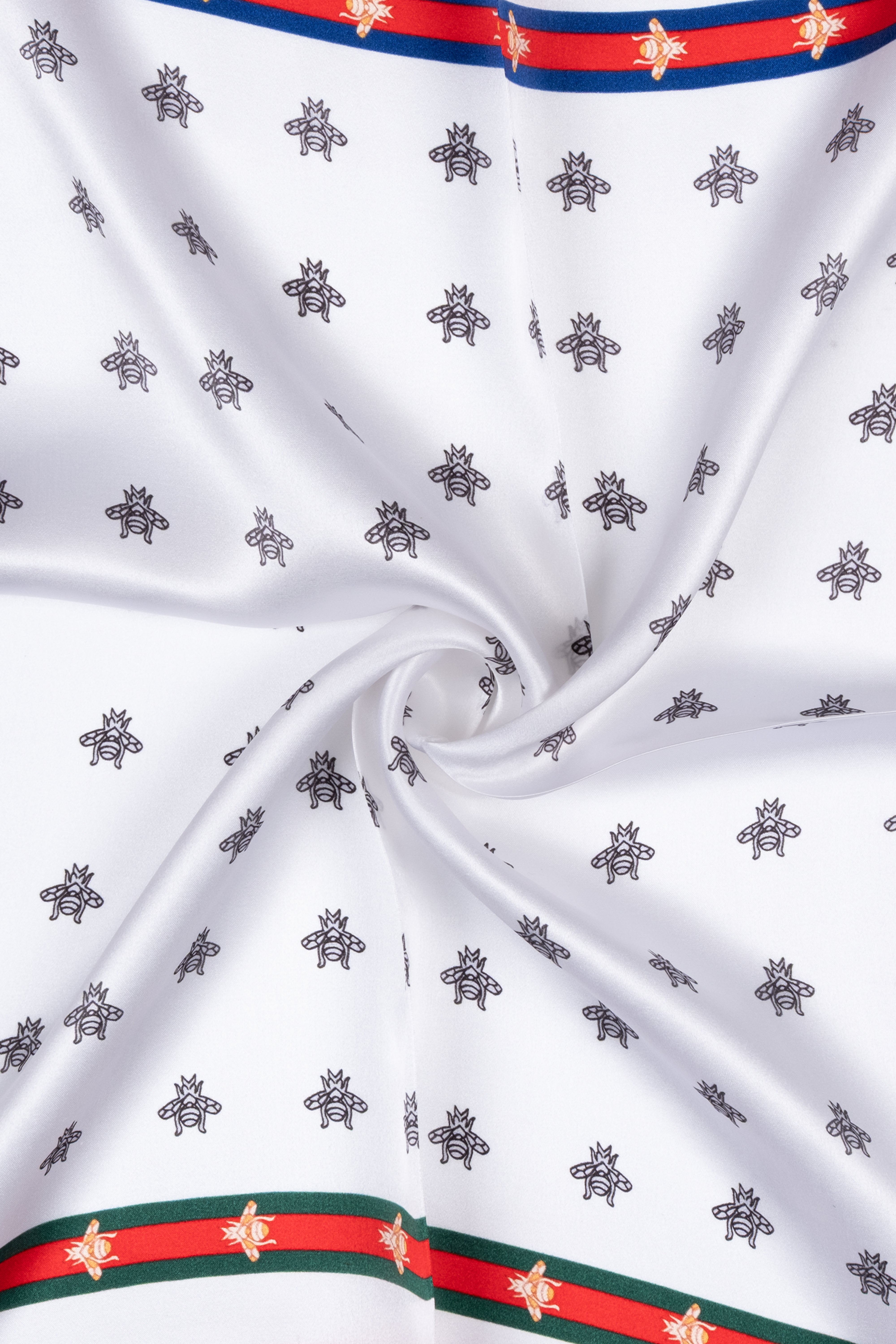 Kırmızı Beyaz Laila Saf İpek Kare Eşarp 50x50 cm