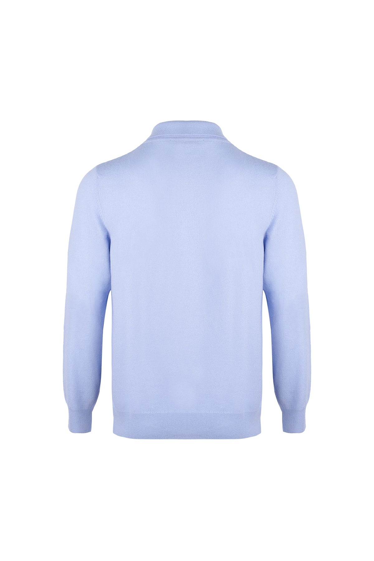 Açık Mavi Saf Kaşmir Polo Kazak