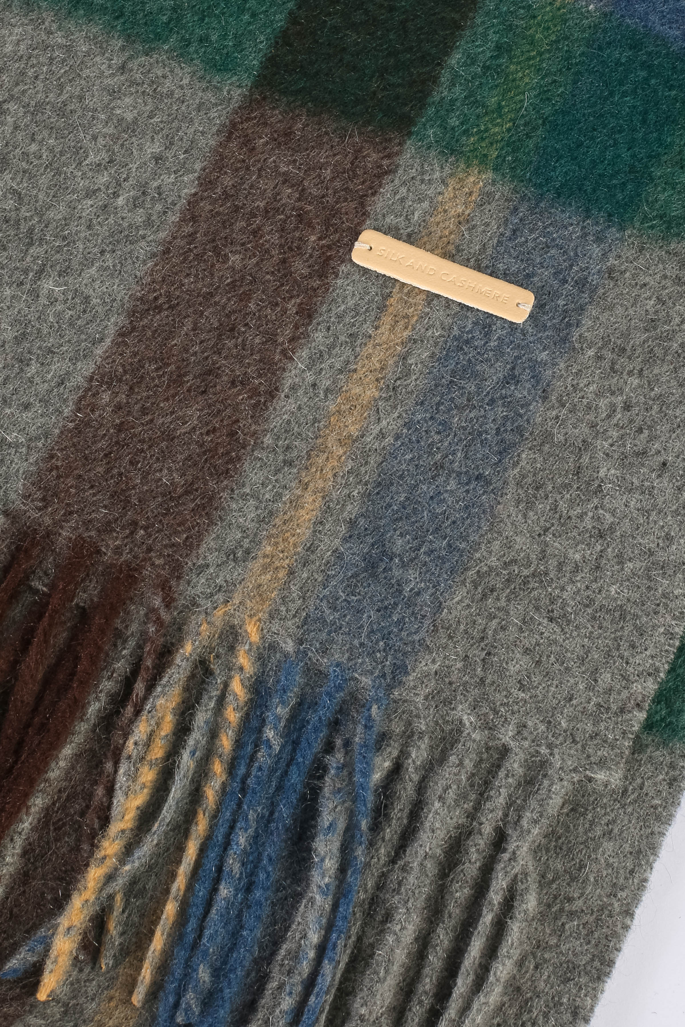 Lacivert Saf Kaşmir Patrick Kareli Atkı 30x180 cm