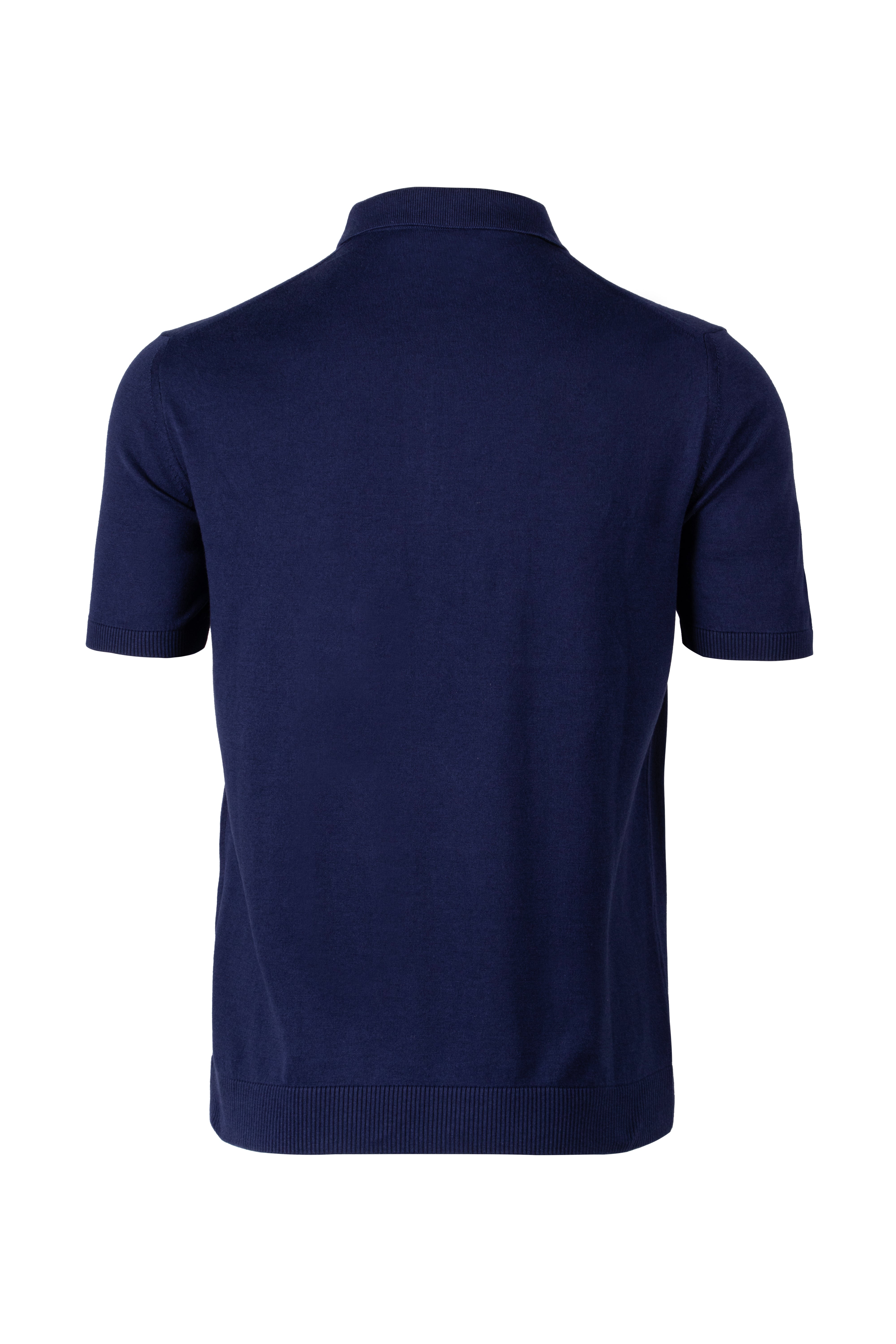Lacivert Quentin İpek ve Pamuk Kısa Kol Erkek Polo