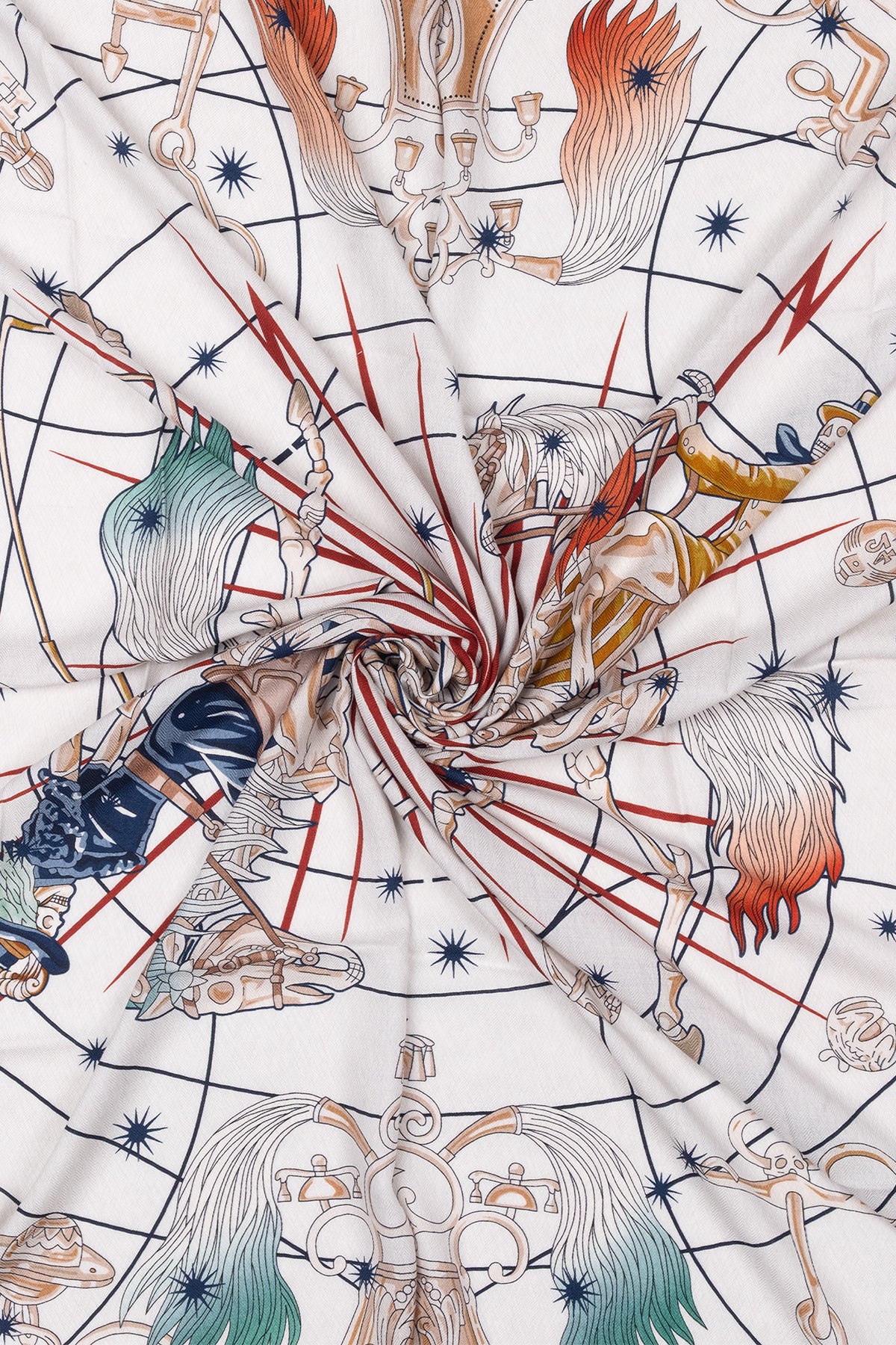 Açık Kahve Linda Saf Kaşmir Baskılı Eşarp 140x 140 cm