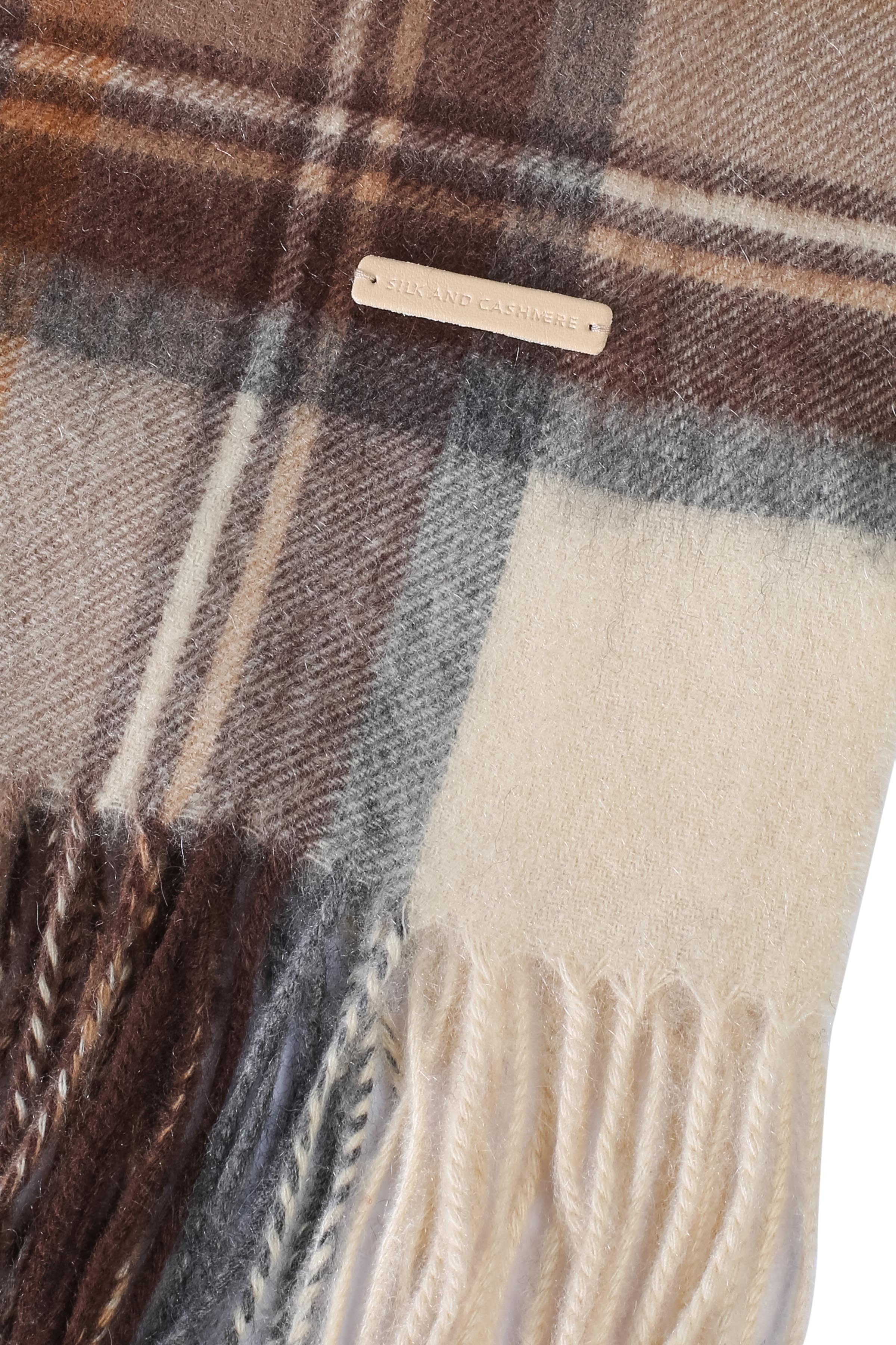 Bej Saf Kaşmir Rose Kareli Şal 70x200 cm