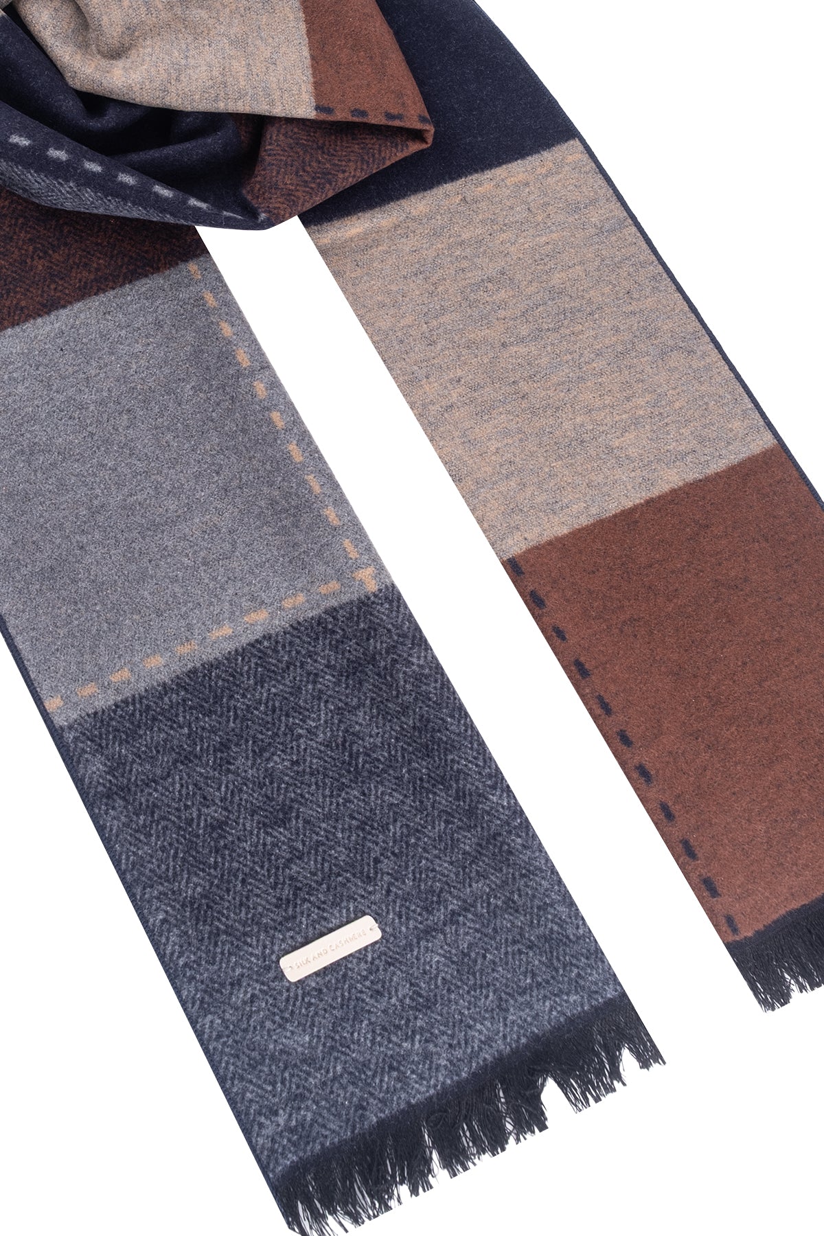 Renkli Lotus Saf İpek Desenli Atkı 30x177 cm