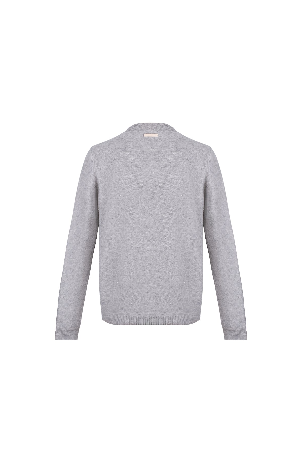 Gri Alexia Kaşmirli İşlemeli Yuvarlak Yaka Kazak