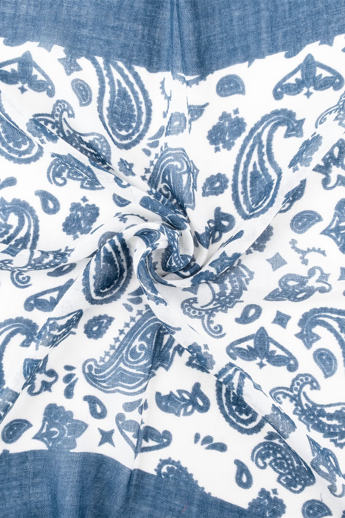 Mavi Jas Desenli Kare Şal 70x70 cm