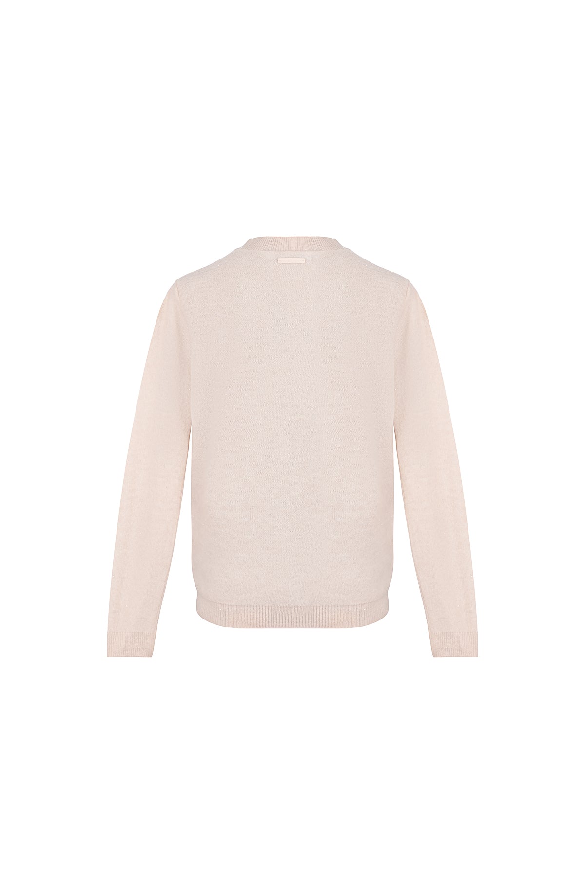 Bej Alexia Kaşmirli İşlemeli Yuvarlak Yaka Kazak