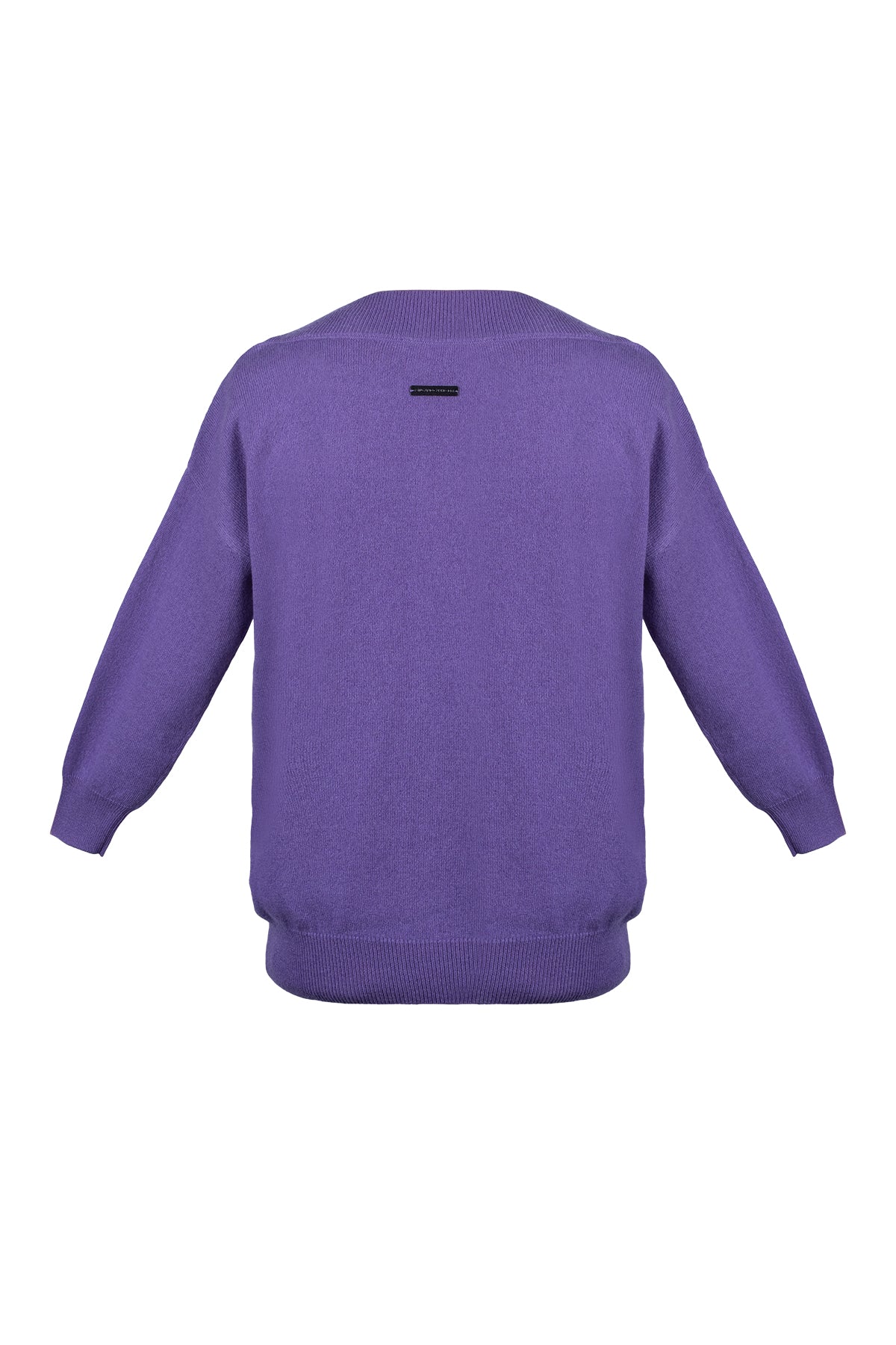 Mor Isabella Saf Kaşmir Kayık Yaka Kazak