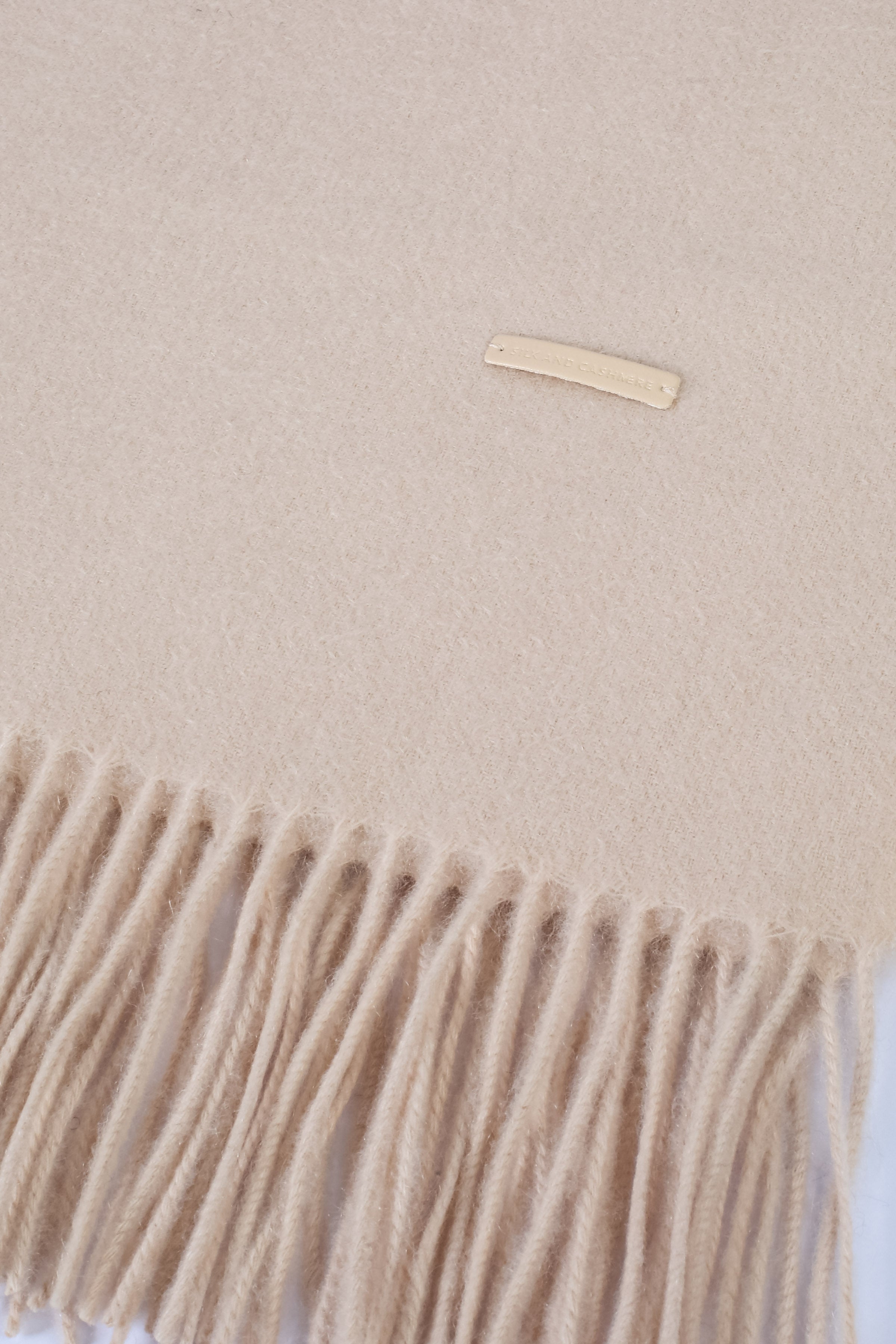 Açık Bej Saf Kaşmir Rose Kalın Şal 180x60 cm