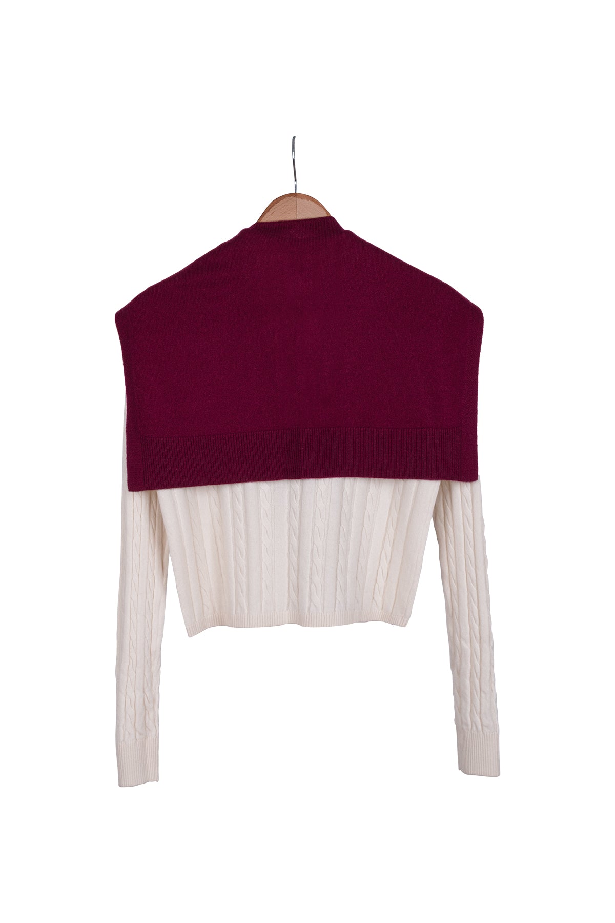 Bordo Lilly Saf Kaşmir Kazak Atkı