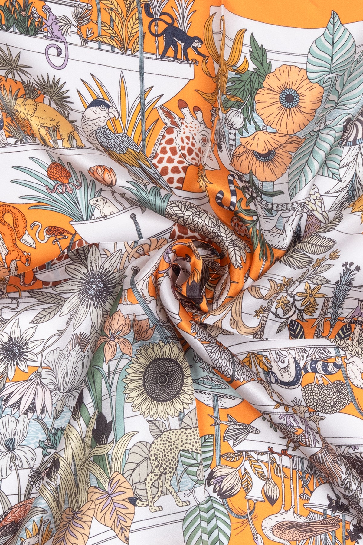 Turuncu Laila Saf İpek Kare Eşarp 50x50 cm