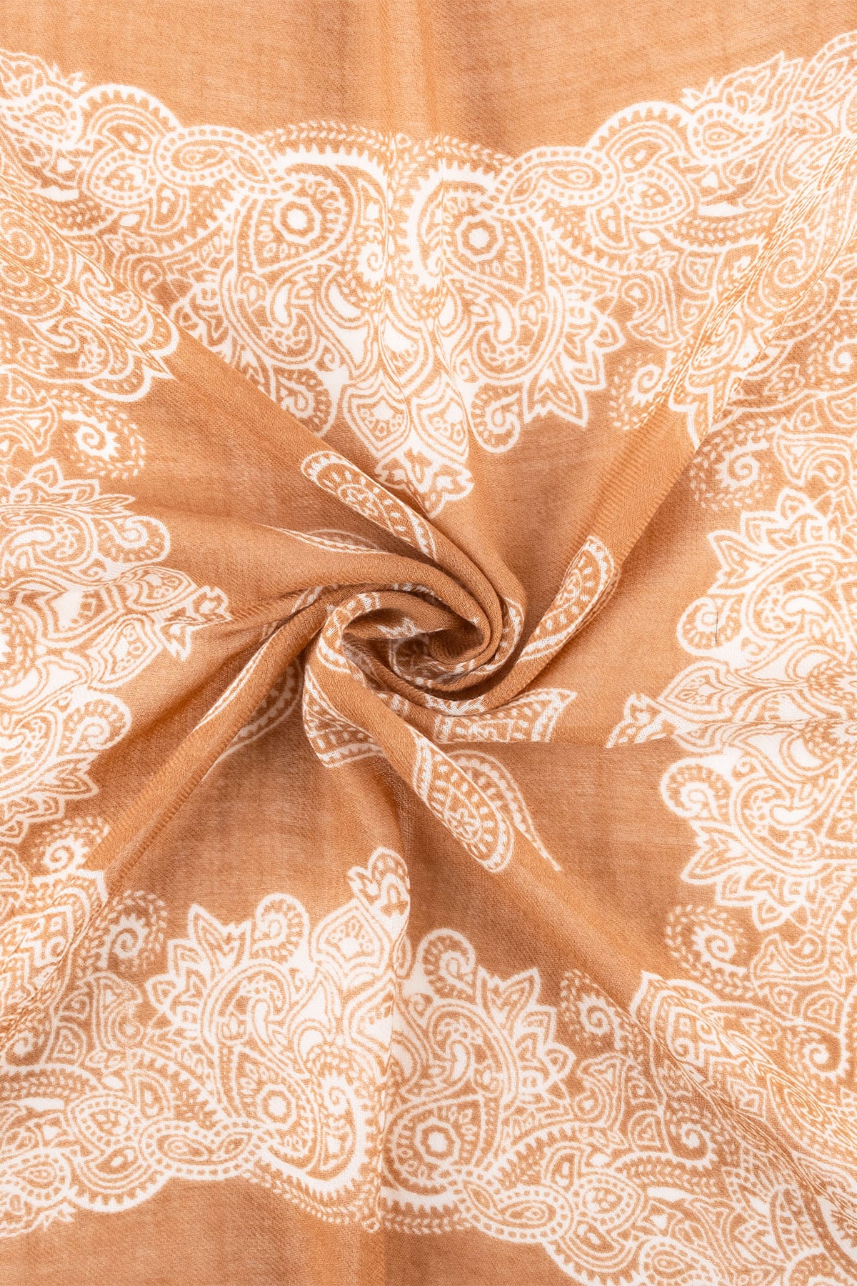 Bej Jas  Desenli Kare Şal 70x70 cm