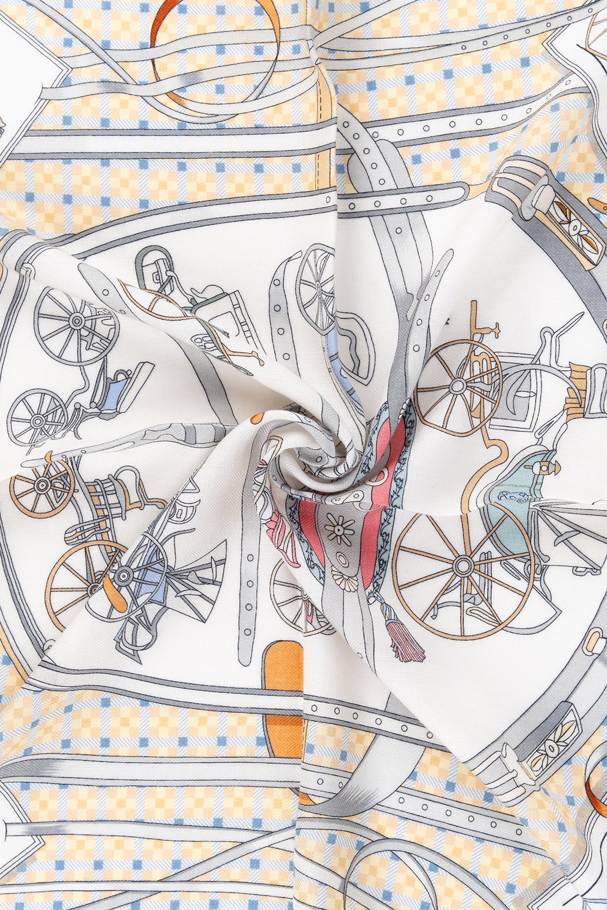 Sarı Lacivert Lea Kaşmir Desenli Kare Eşarp 70x70 cm