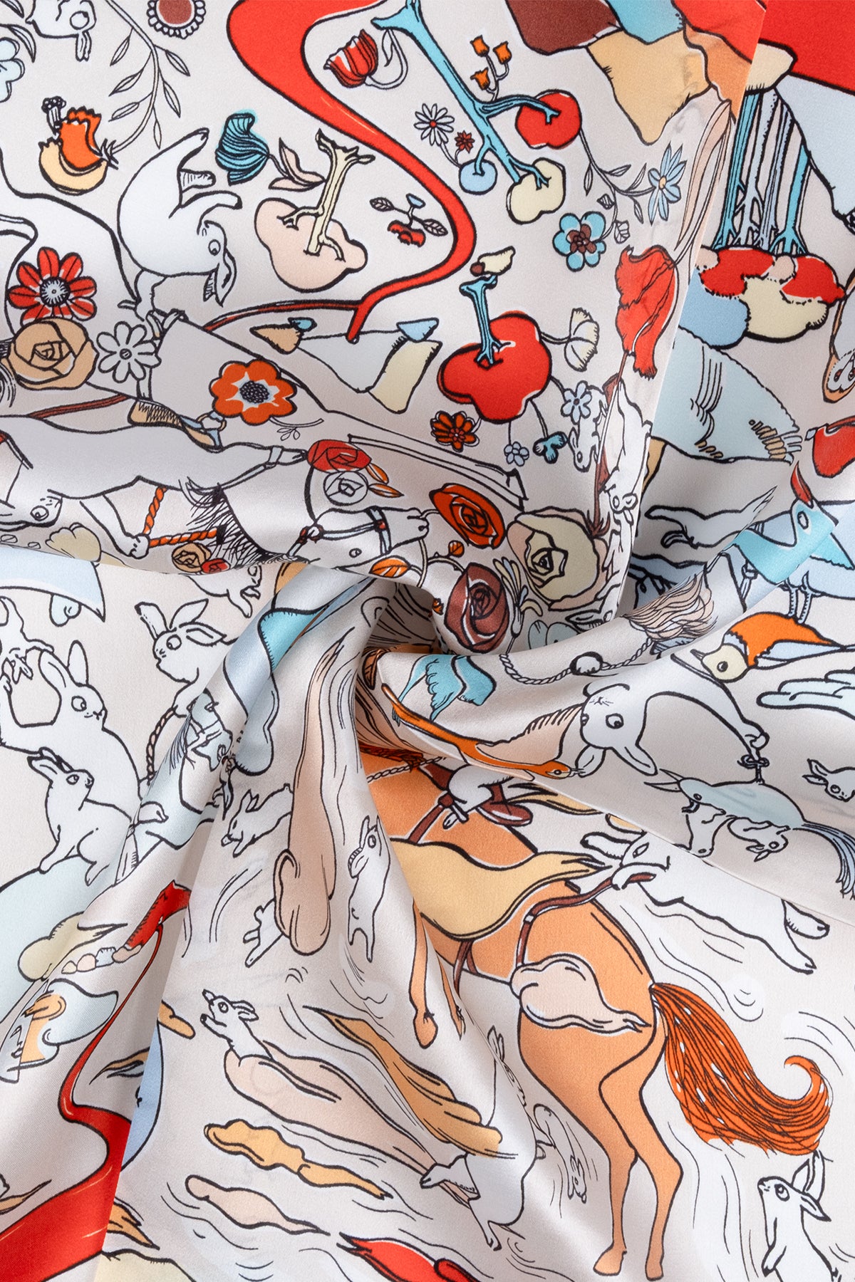 Kırmızı Pembe Laila Saf İpek Kare Eşarp 50x50 cm