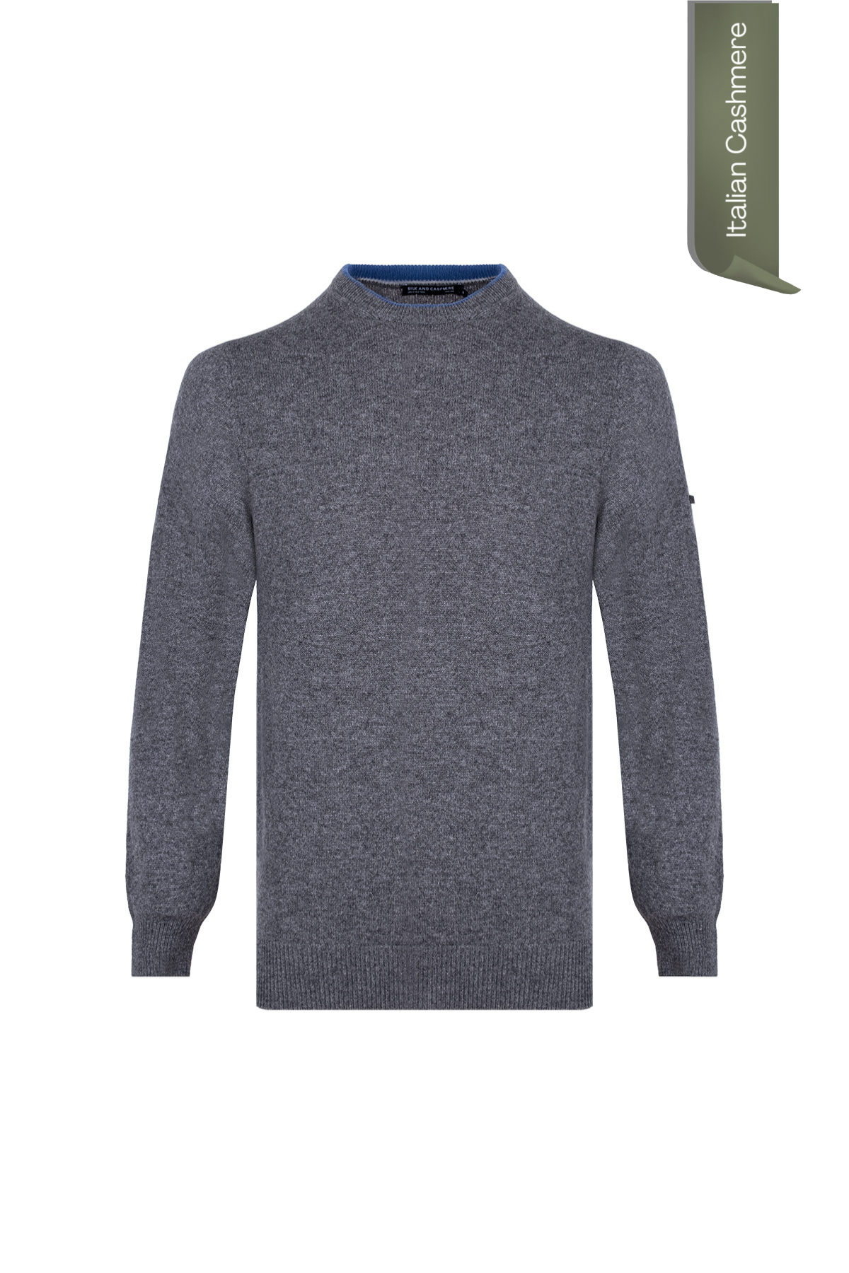 Koyu Gri Franco Saf Kaşmir Bisiklet Yaka Kazak