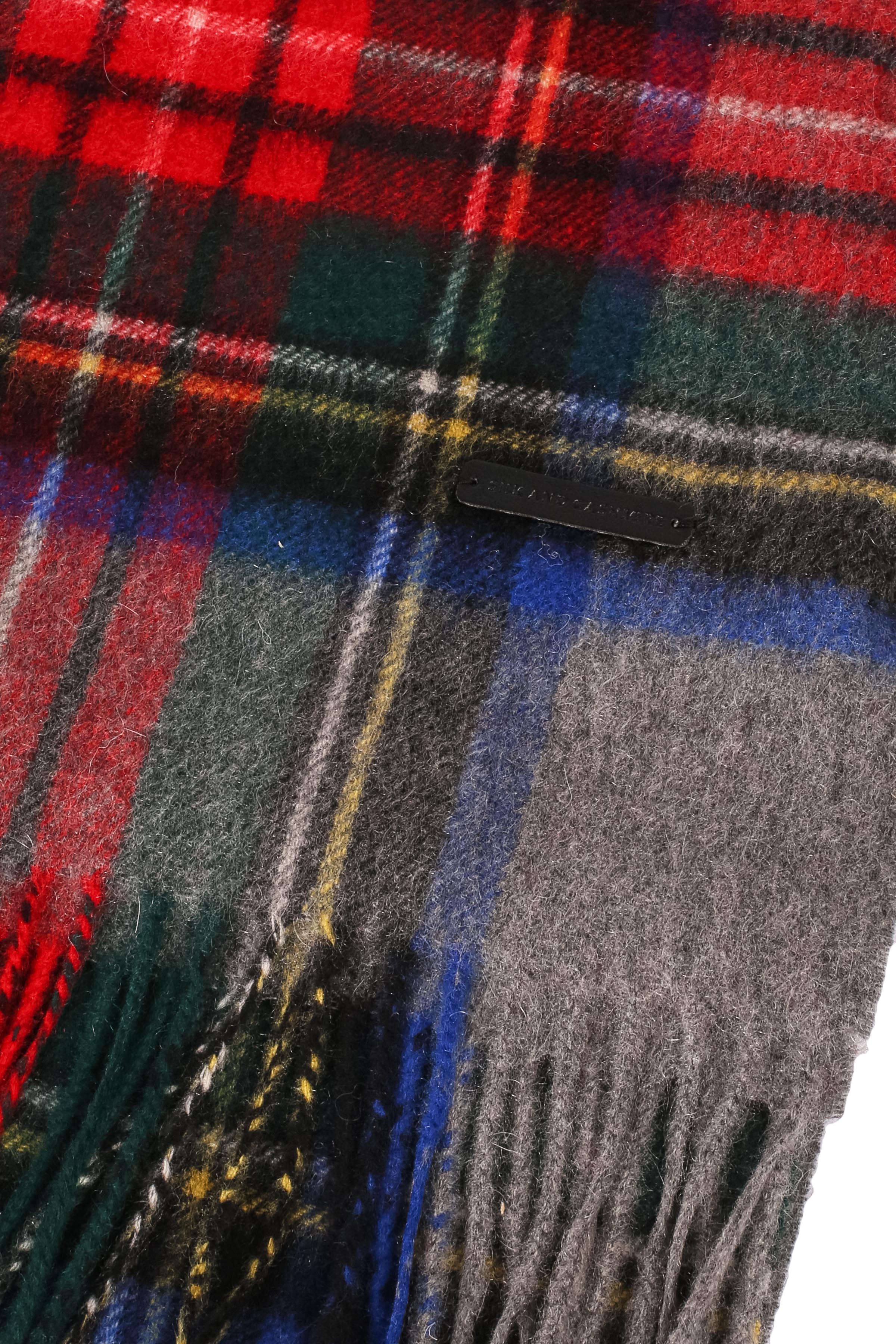 Kırmızı Gri Saf Kaşmir Patrick Kareli Atkı 30x180 cm