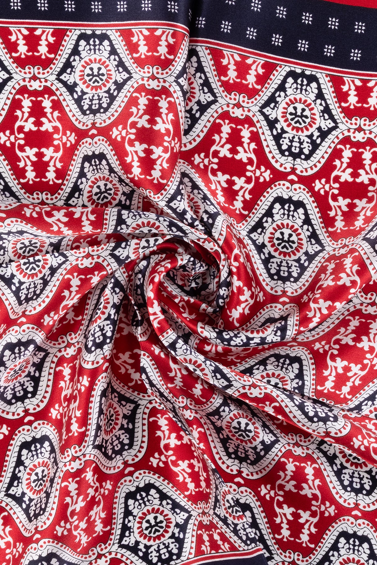 Bordo Lacivert Laila Saf İpek Kare Eşarp 50x50 cm