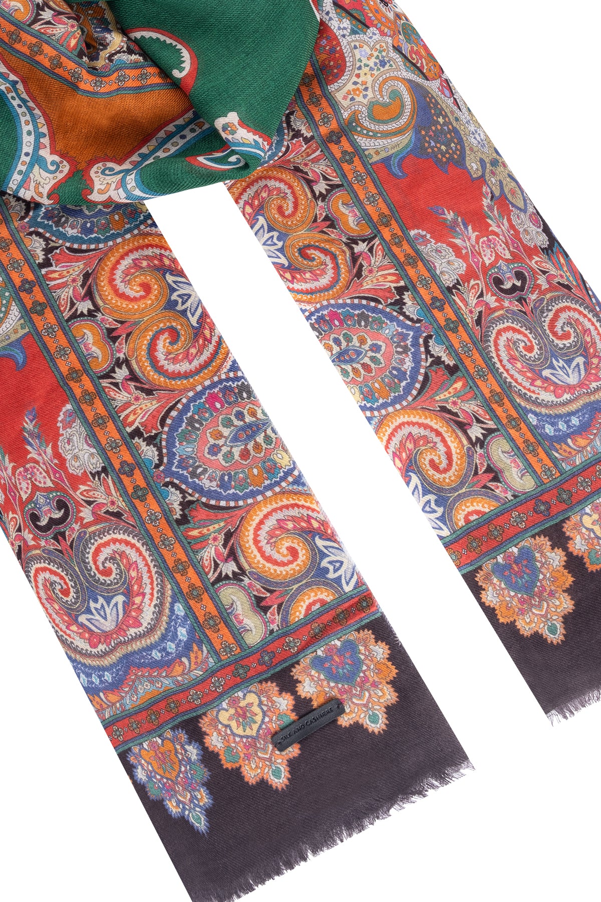 Yeşil Jas Desenli Şal 70x180 cm