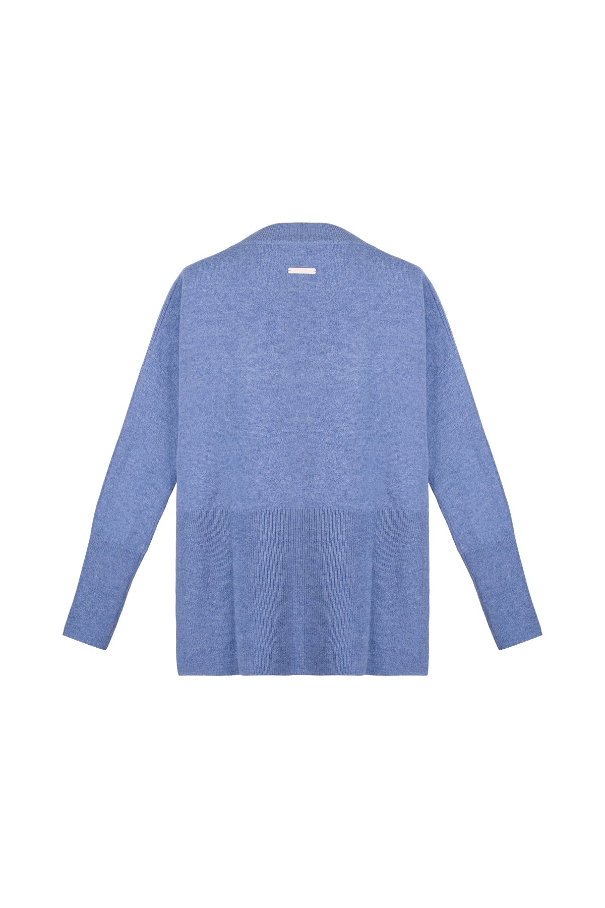 Açık Denim Isabella Saf Kaşmir Derin V Yaka Kazak