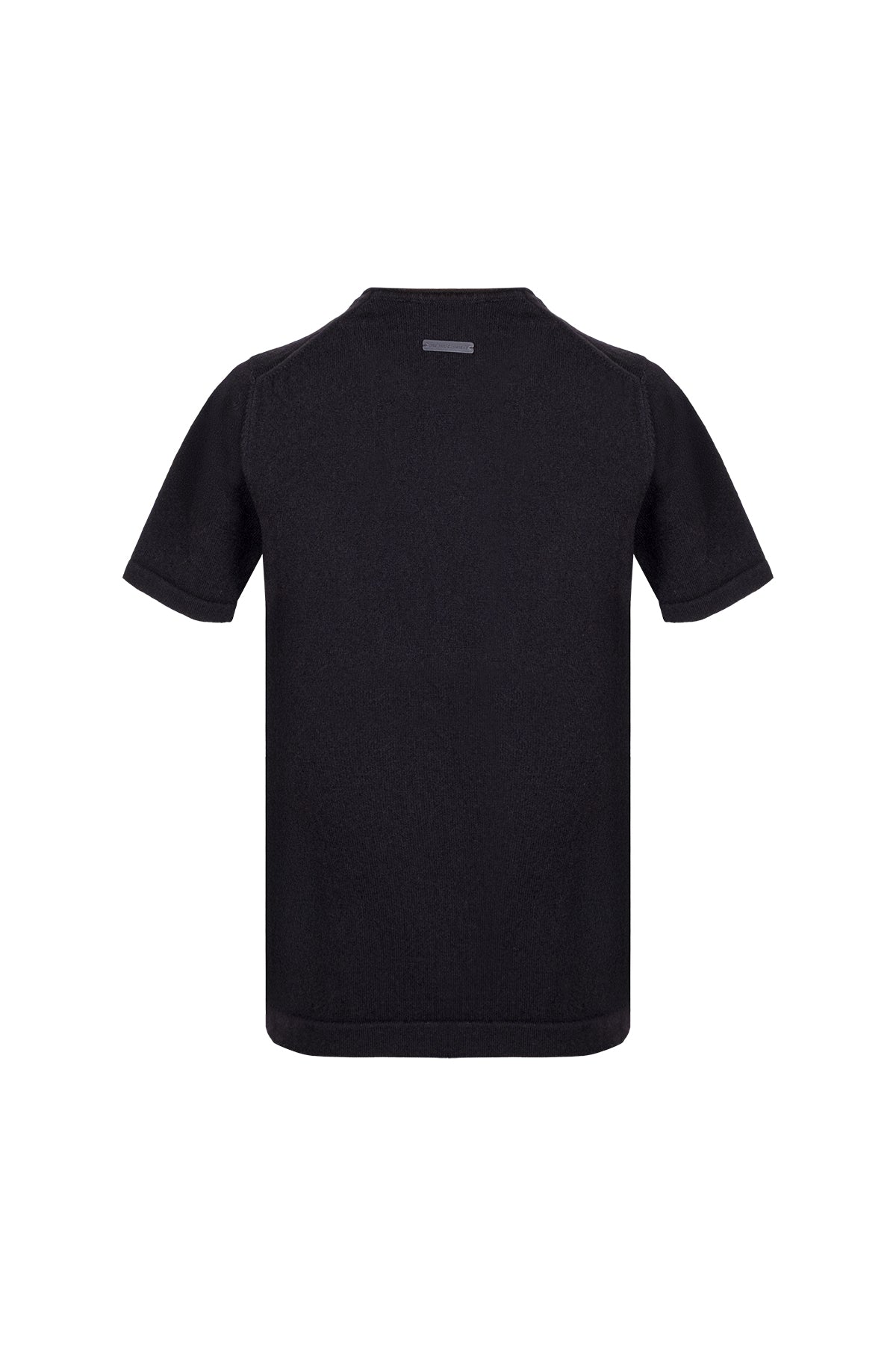 Siyah Lilly Saf Kaşmir Yuvarlak Yaka T-Shirt