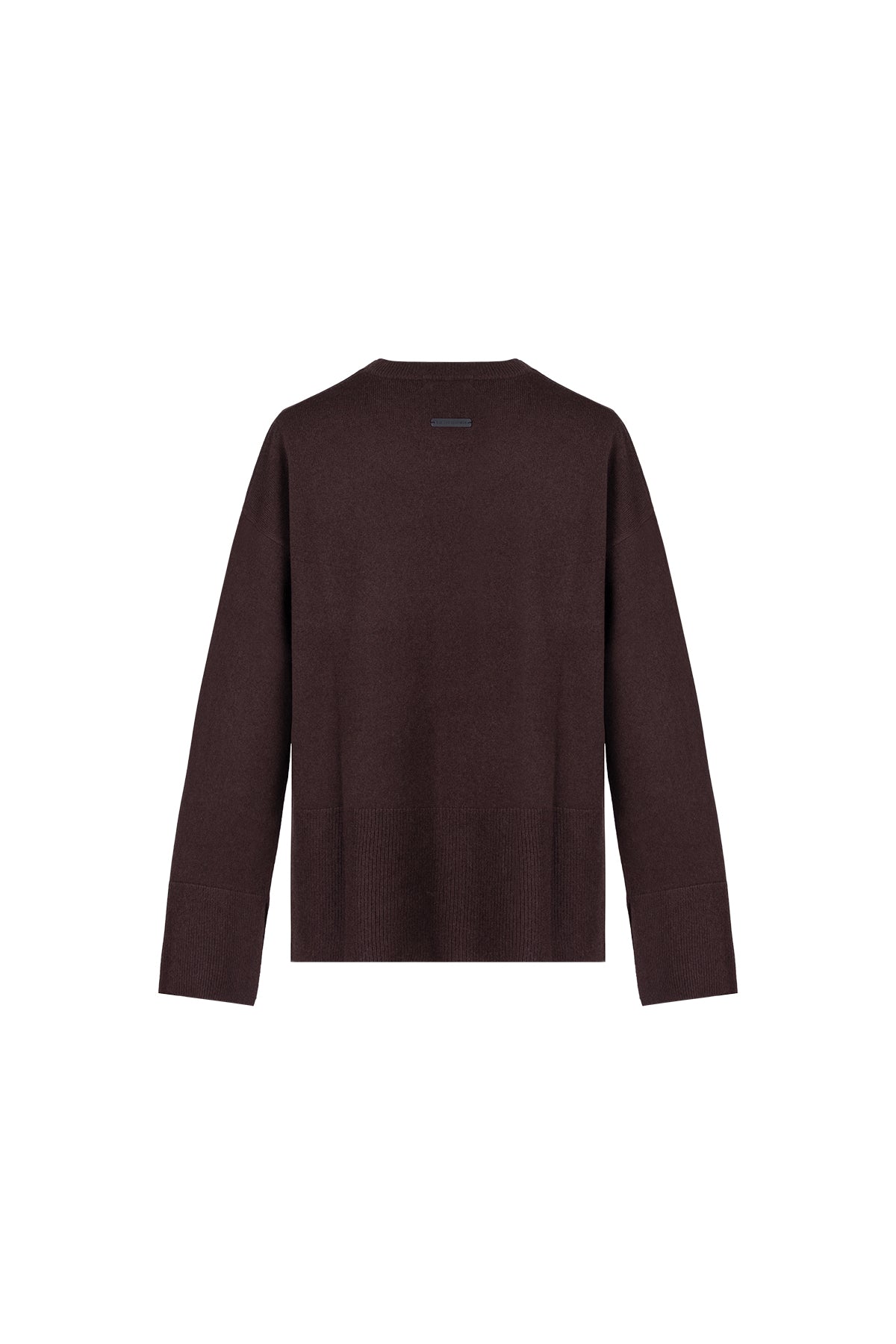 Koyu Kahve Maggie Saf Kaşmir Yuvarlak Yaka Kazak