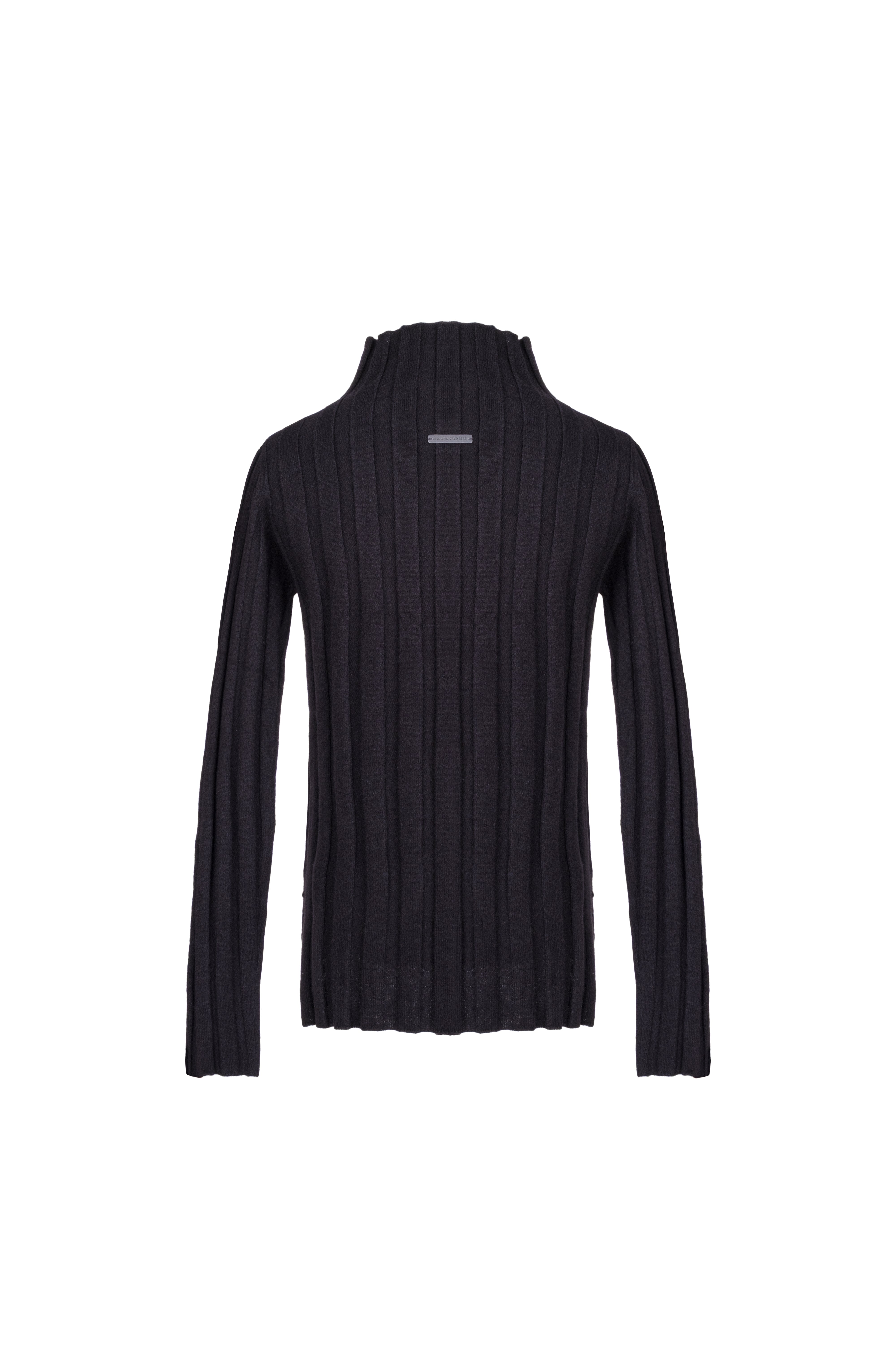 Siyah Maggie Saf Kaşmir Yarım Balıkçı Ribanalı Kazak