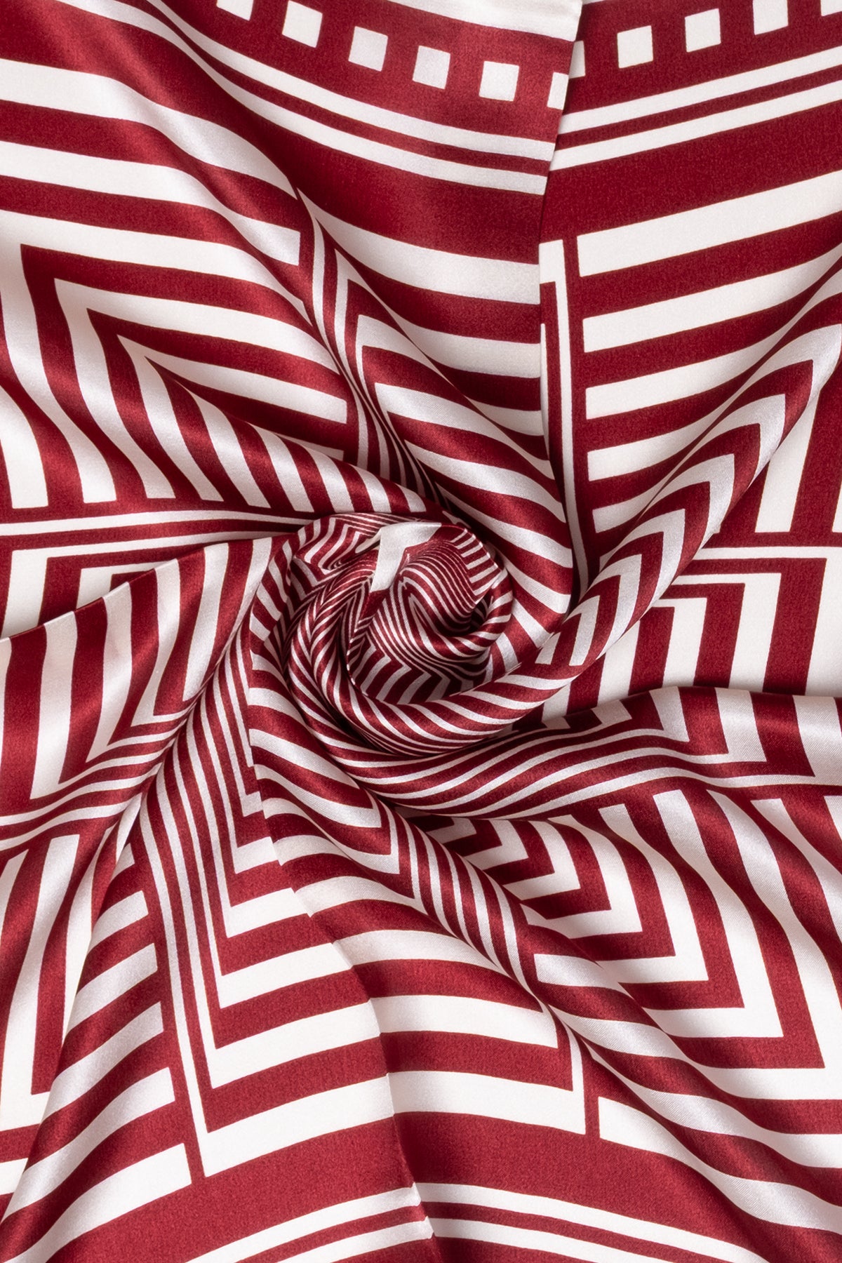 Bordo Beyaz Laila Saf İpek Kare Eşarp 50x50 cm