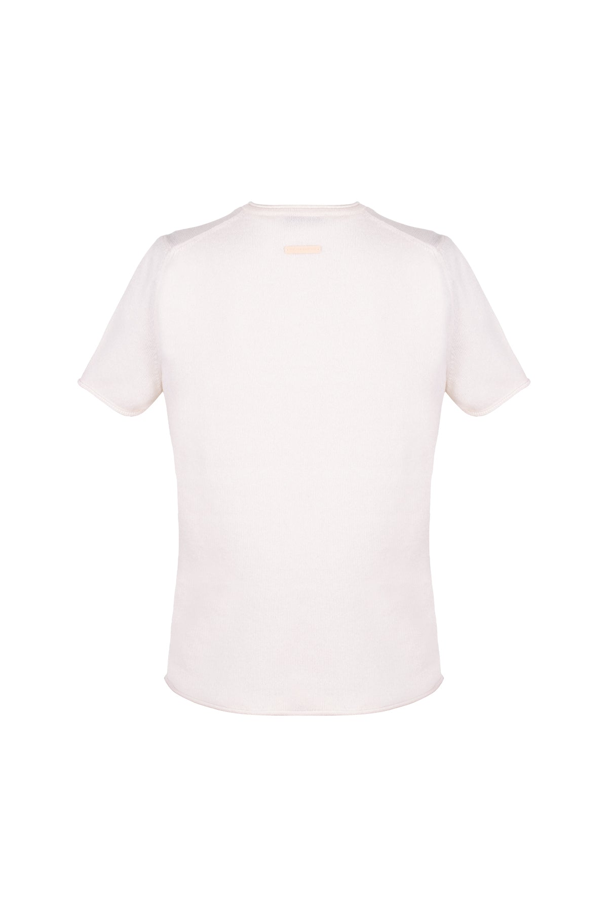 Ekru Lilly Saf Kaşmir Bisiklet Yaka Tişört