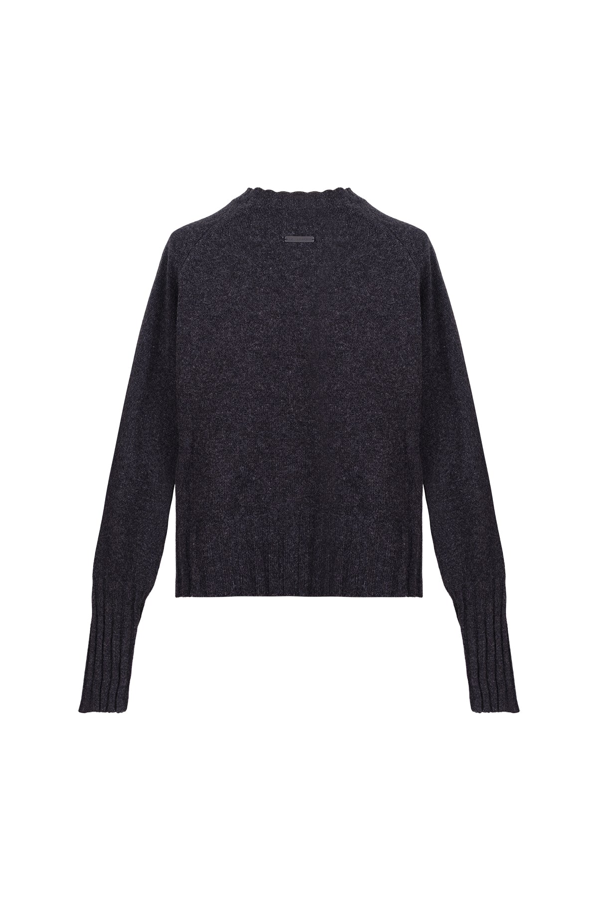 Gri Vanessa Saf Kaşmir Yuvarlak Yaka Crop Kazak