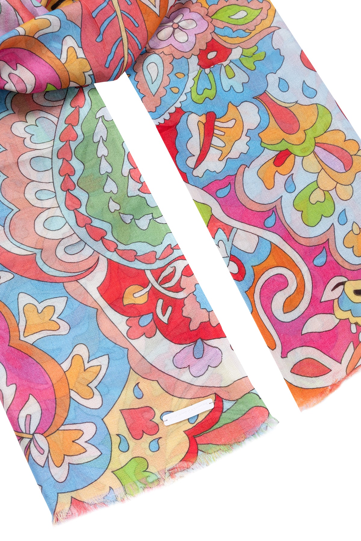 Pembe Jas İpekli Renkli Desenli Şal 70x180