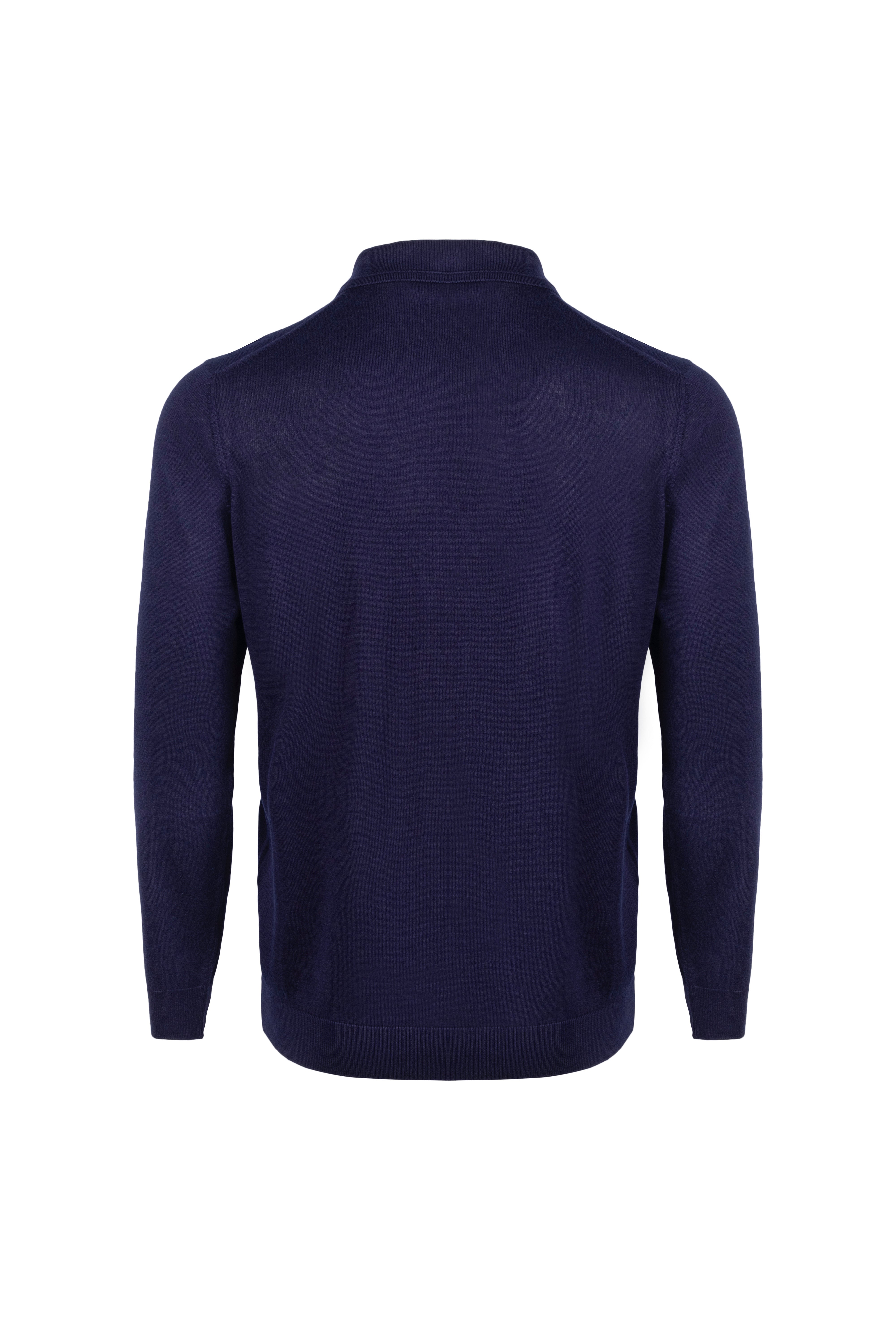 Lacivert Paul İpek Kaşmir Polo Yaka Triko