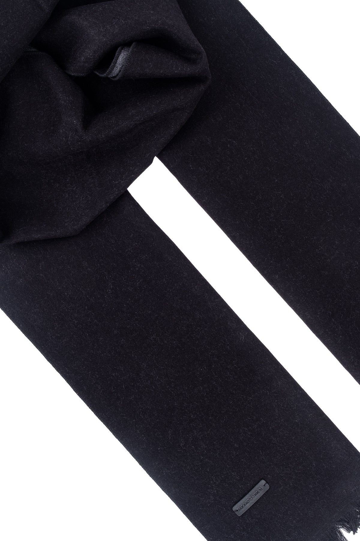 Siyah Lotus Saf İpek Çift Taraflı Atkı 30x177 cm