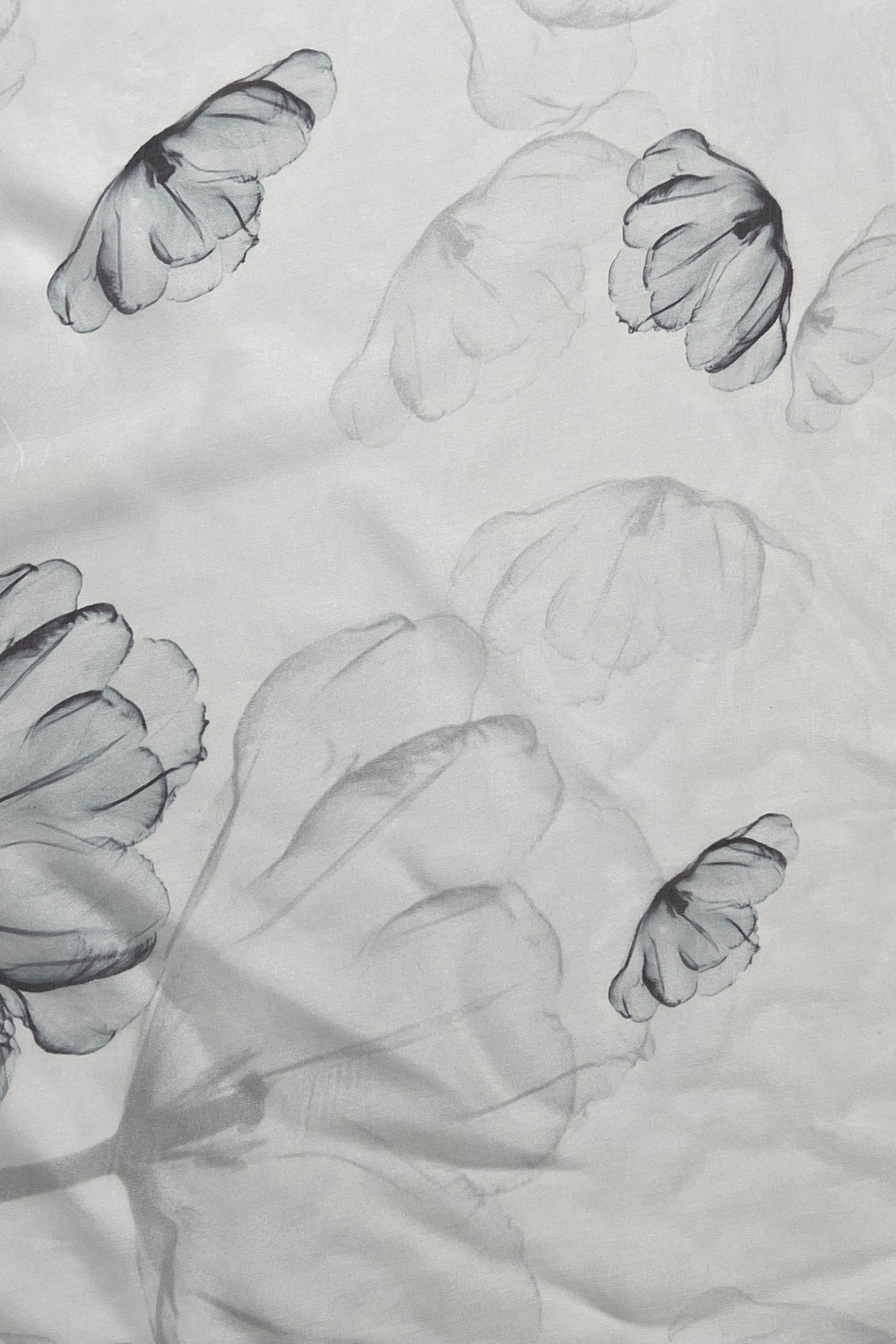 Beyaz Anabel Saf İpek  Şifon Baskılı Oblong Şal 180x110