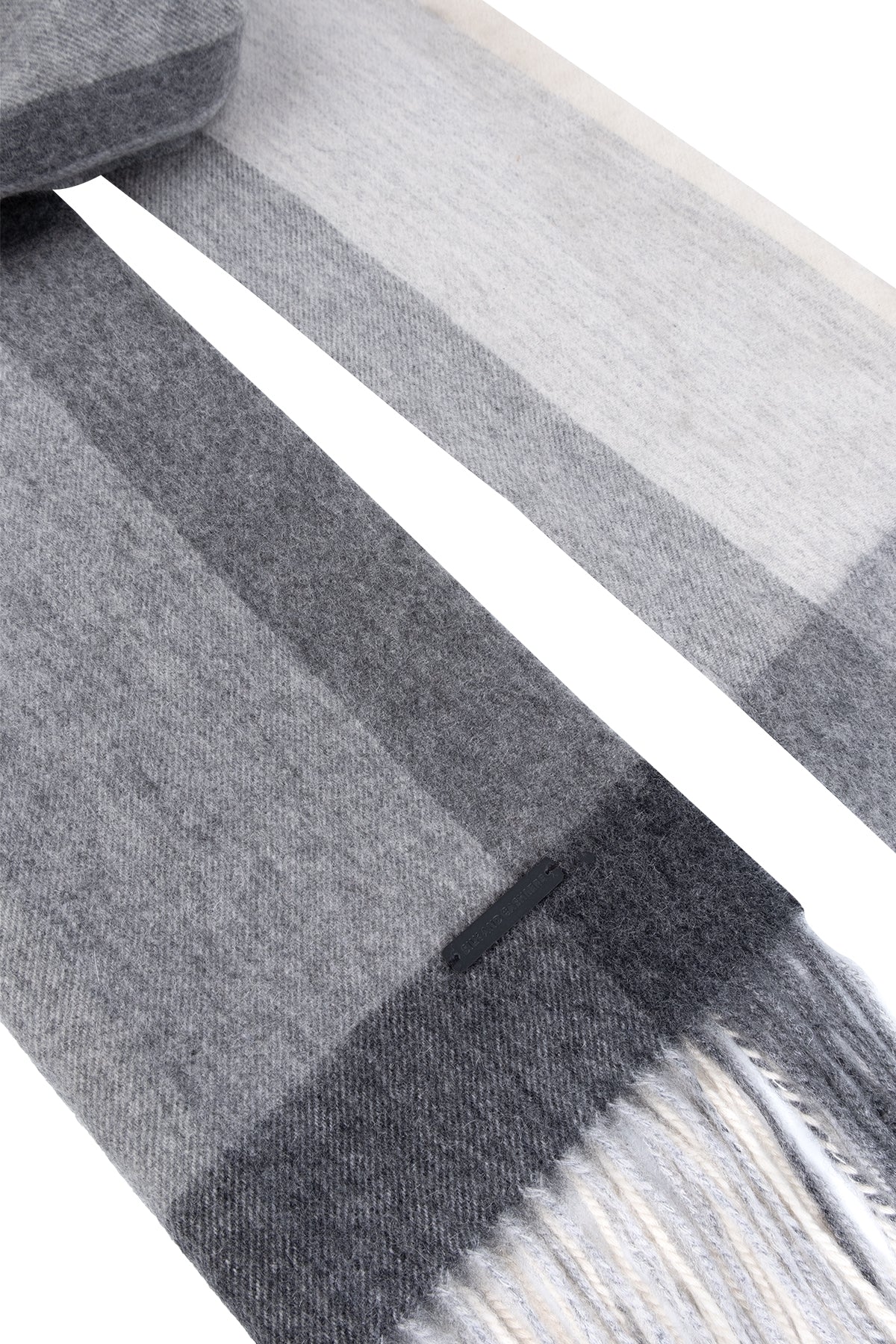 Gri Bej Rose Saf Kaşmir Renk Bloklu Şal 70cm*180cm+10cm*2cm