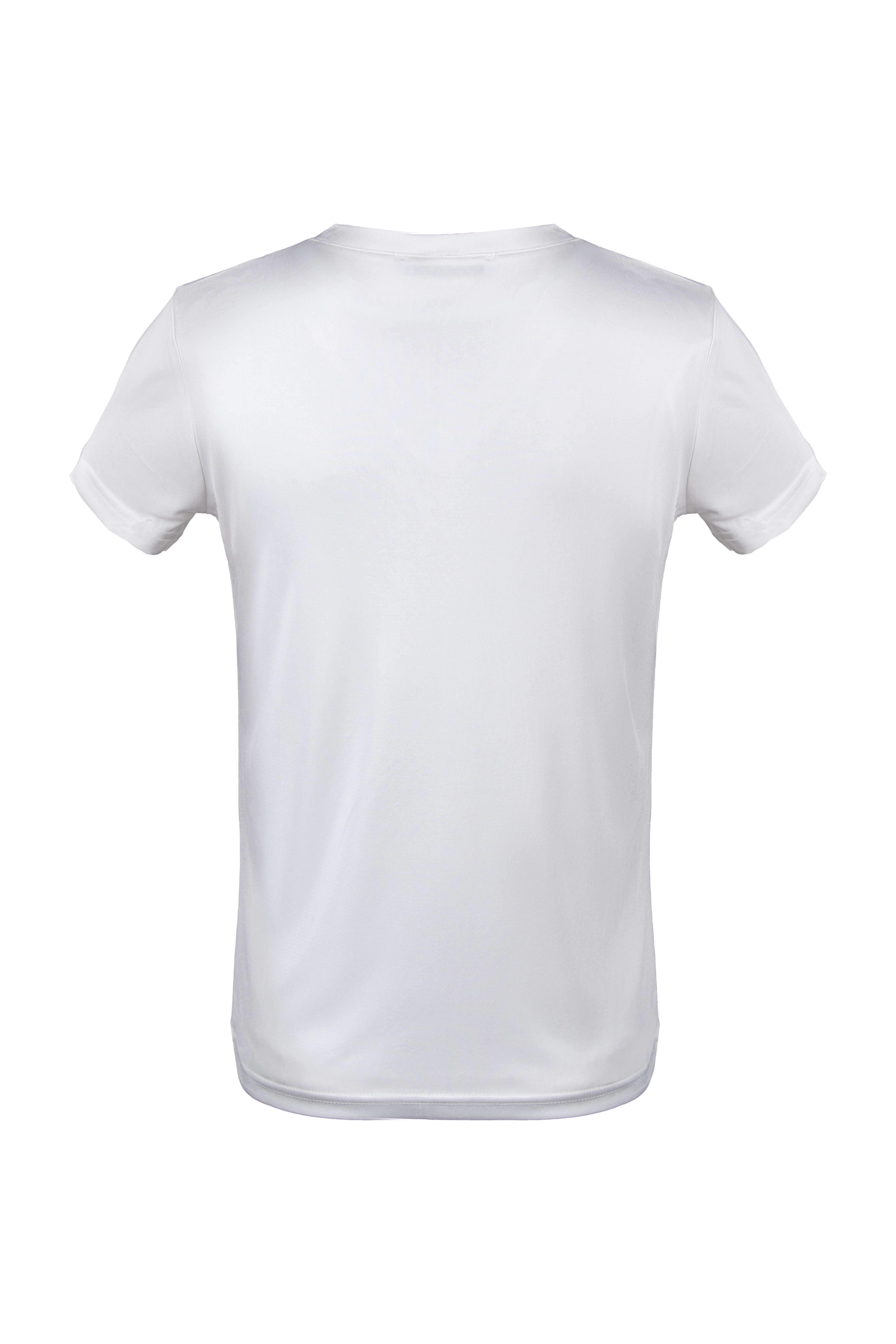 Beyaz Marina İpekli V Yaka  Kısa Kollu T-Shirt