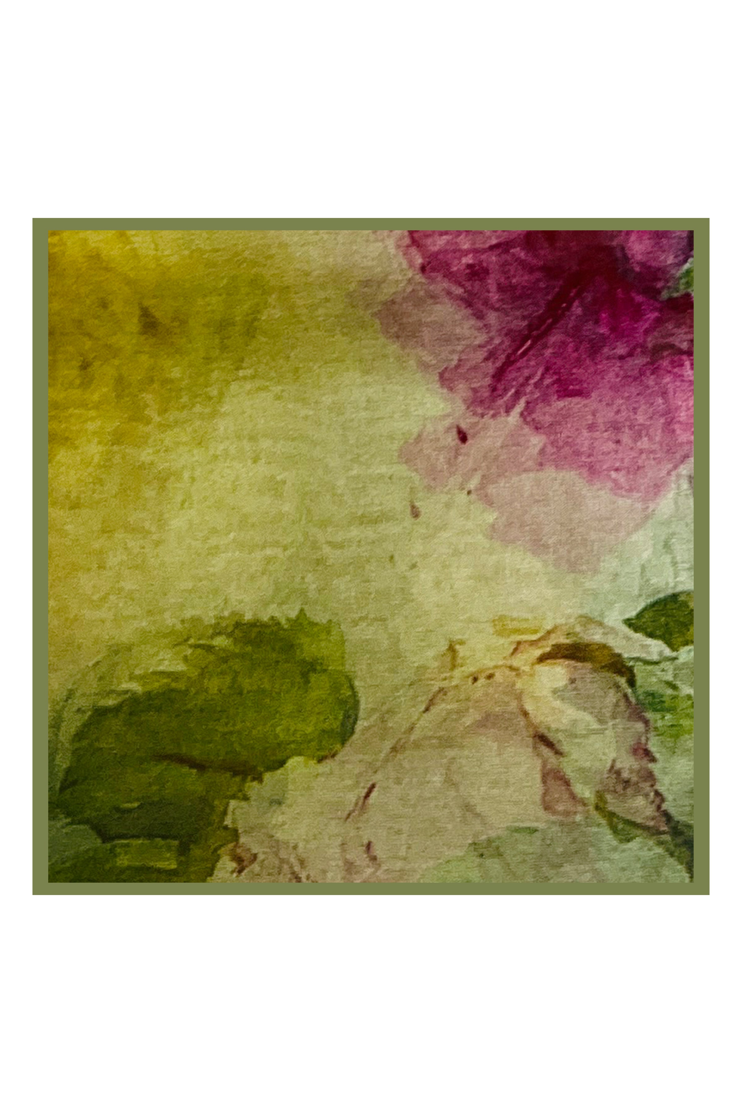 Sarı Anabel Saf İpek  Şifon Baskılı Oblong Şal 180x110