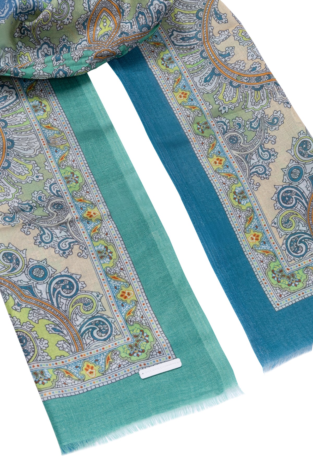 Açık Yeşil Jas İpekli Renkli Desenli Şal 70x180