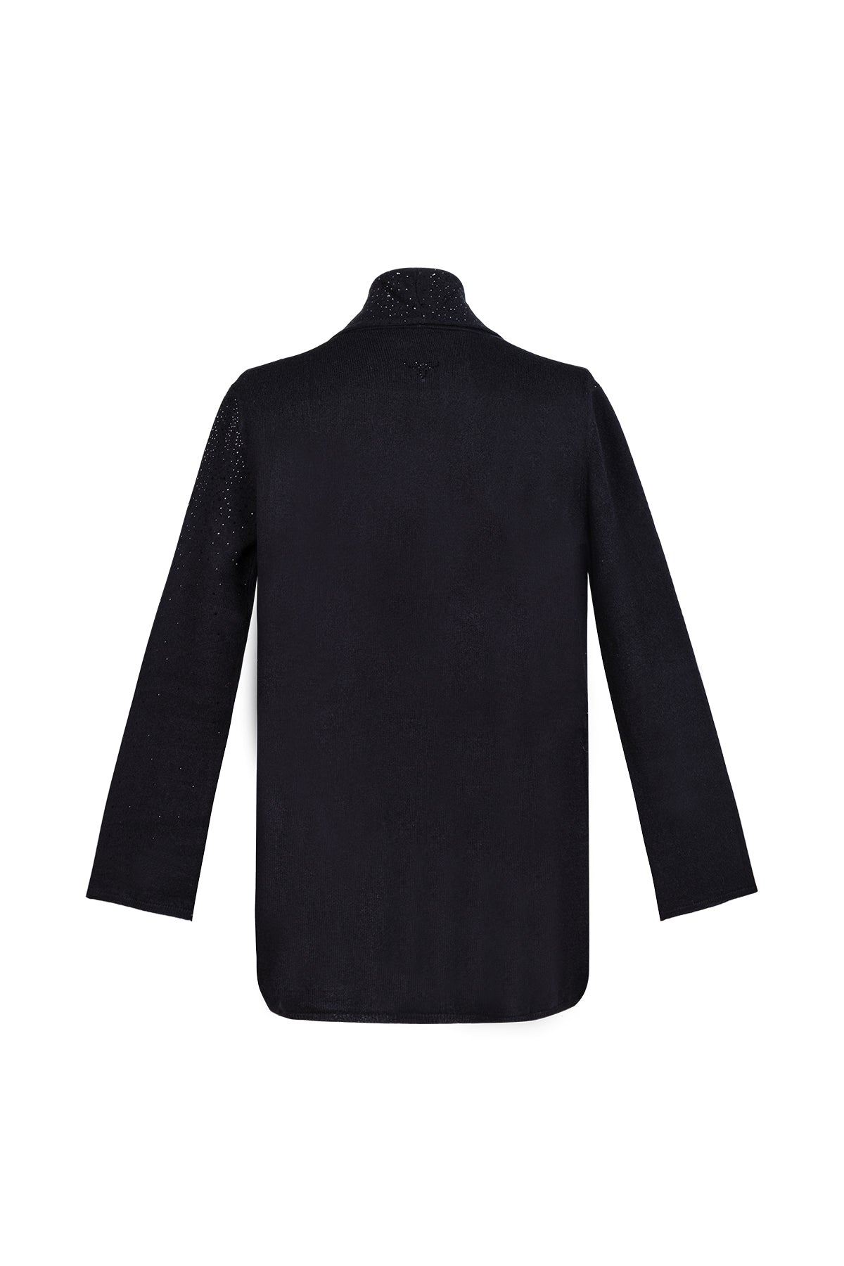 Siyah Merill Taşlı Şal Yaka Hırka