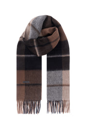 Kahverengi Patrick Saf Kaşmir Kareli Atkı 30x164 cm