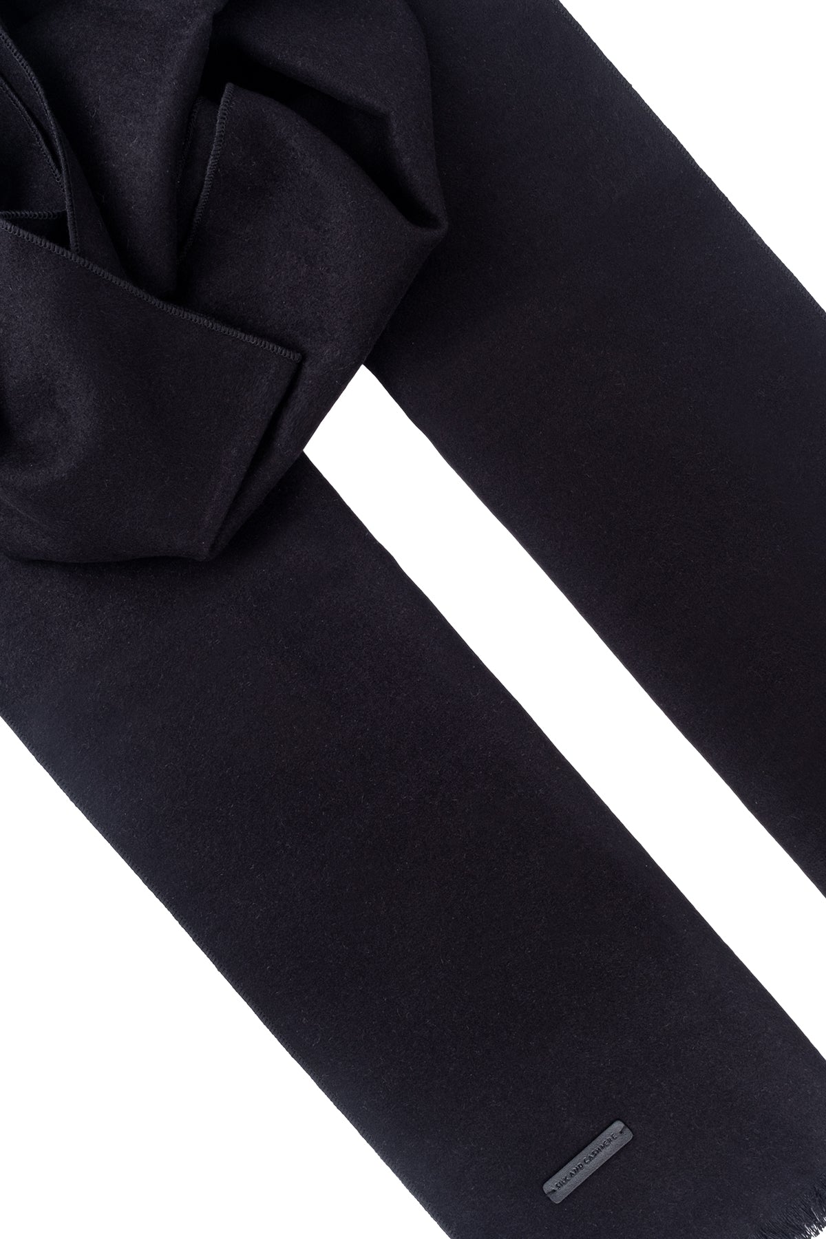 Siyah Lotus Saf İpek Atkı 30x177 cm