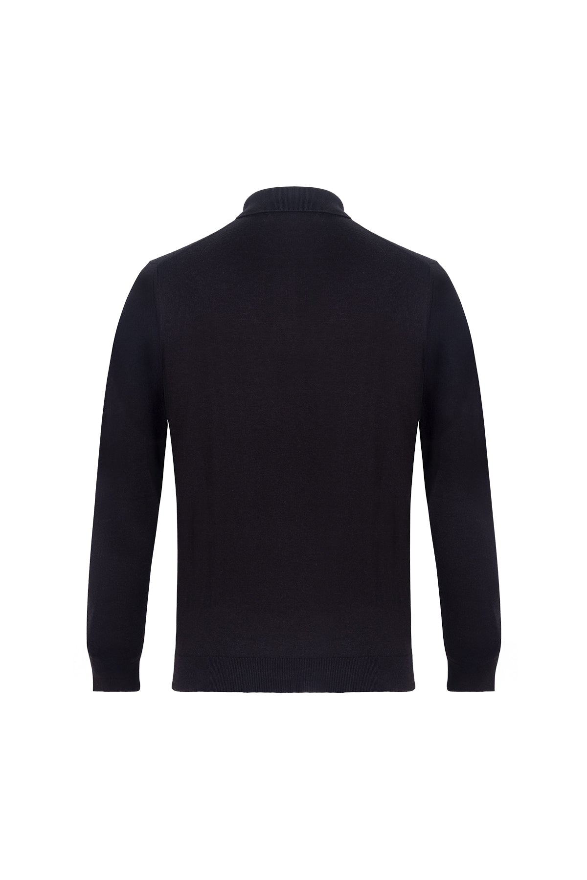 Siyah İpek ve Kaşmir Polo Yaka Uzun Kollu Utku Erkek Triko