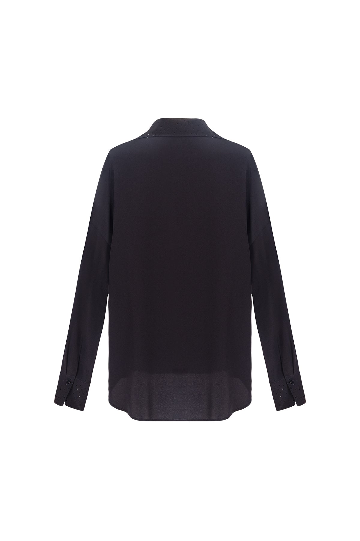 Siyah Astrid Saf İpek Gömlek